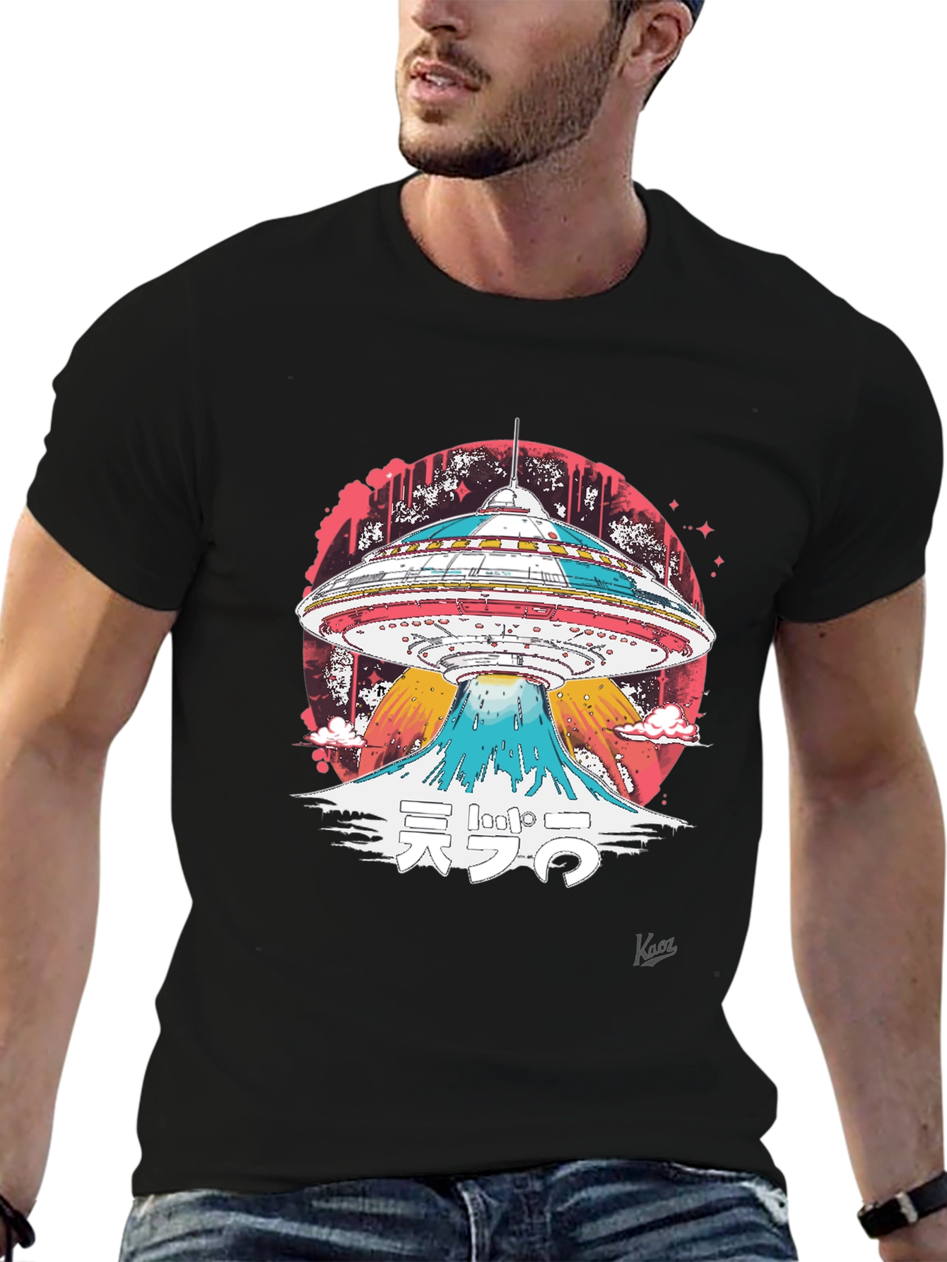 UFO Mount Fuji Graphic T-Shirt