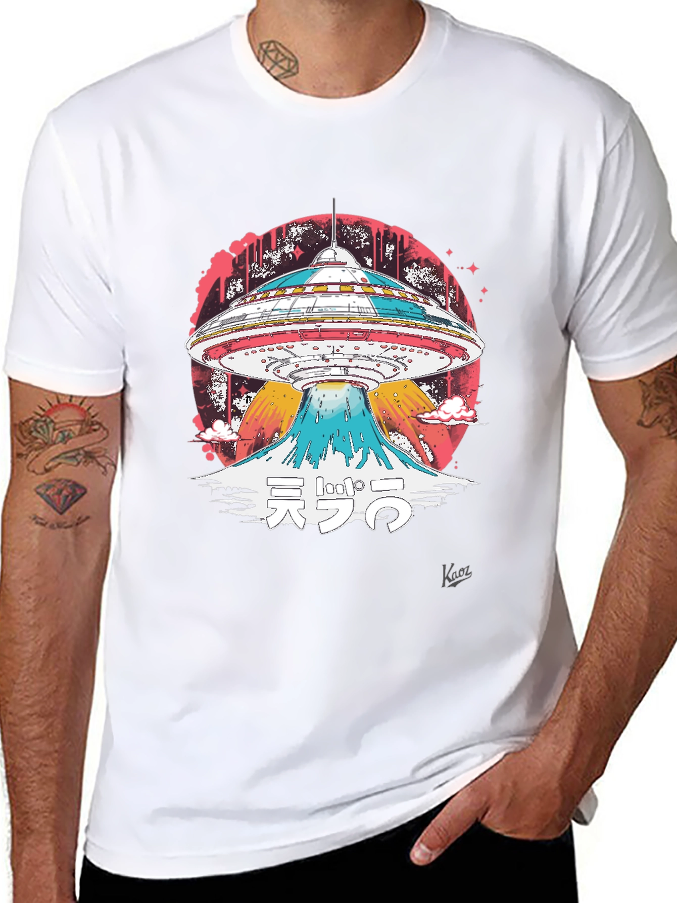 UFO Mount Fuji Graphic T-Shirt