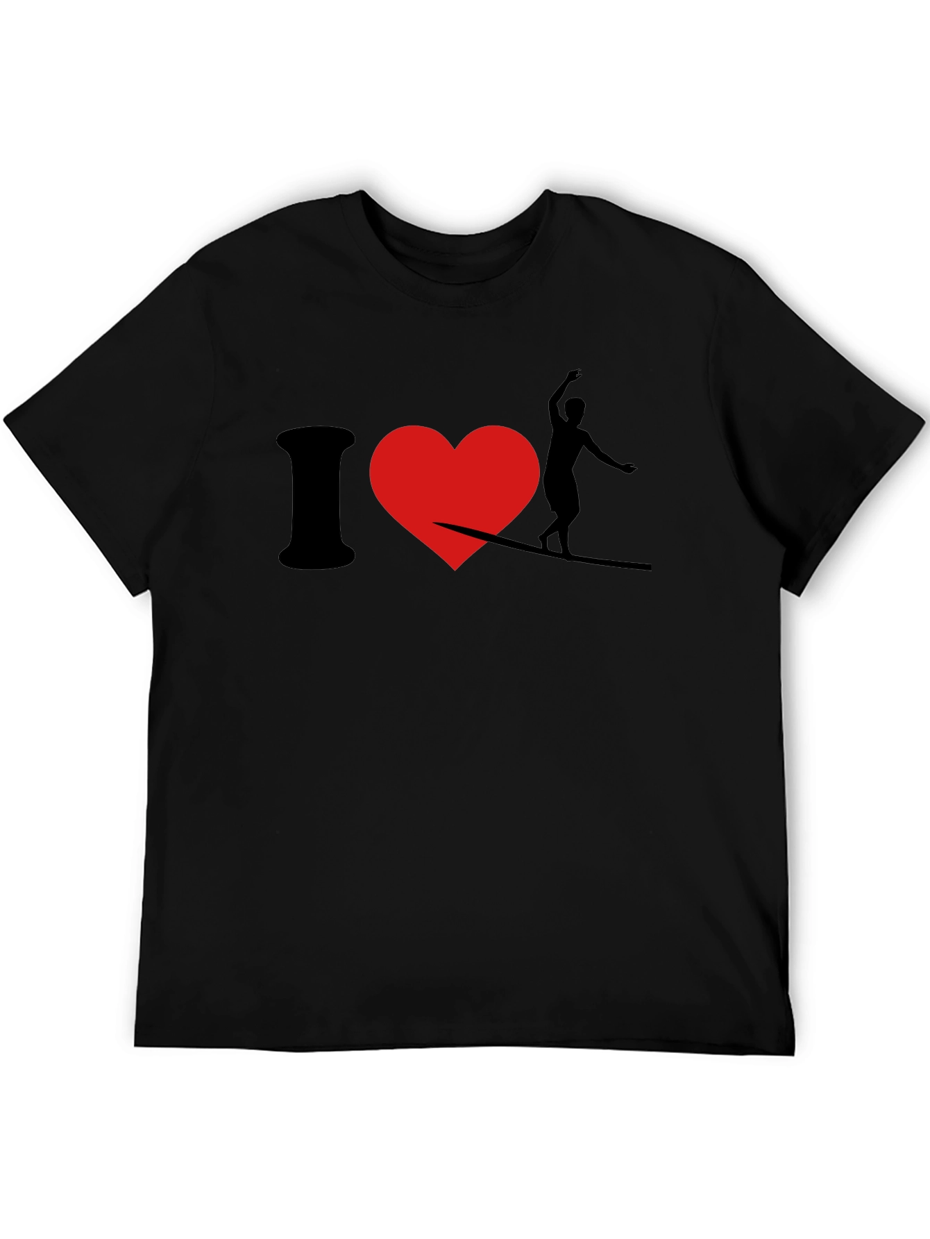 I Love Slacklining T-Shirt - Black Cotton Tee