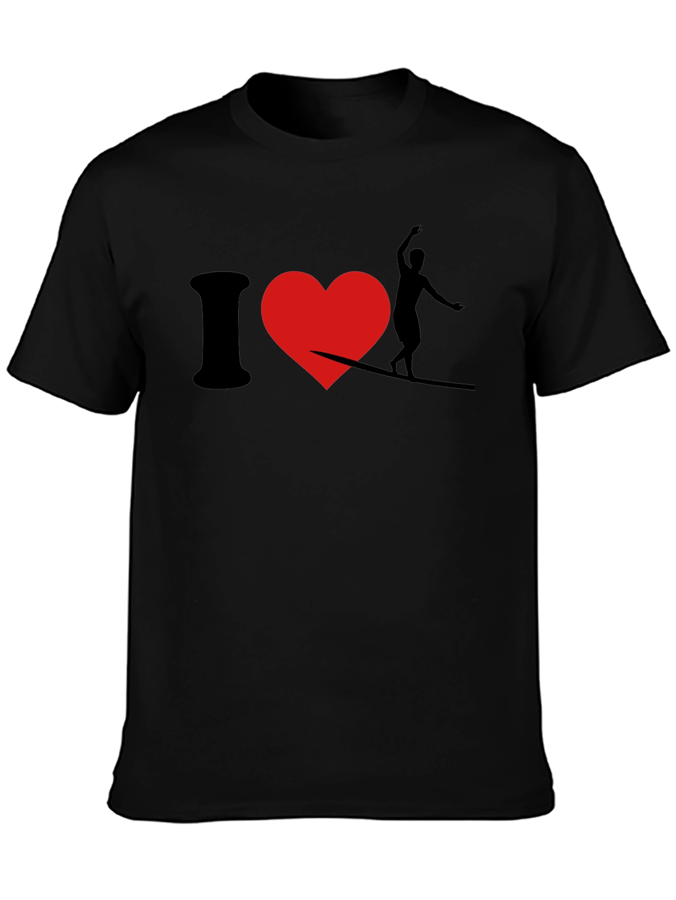 I Love Slacklining T-Shirt - Black Cotton Tee