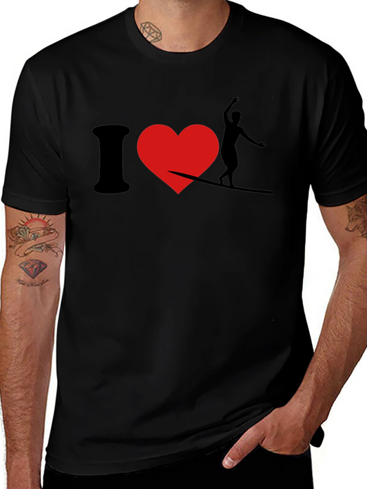 I Love Slacklining T-Shirt - Black Cotton Tee