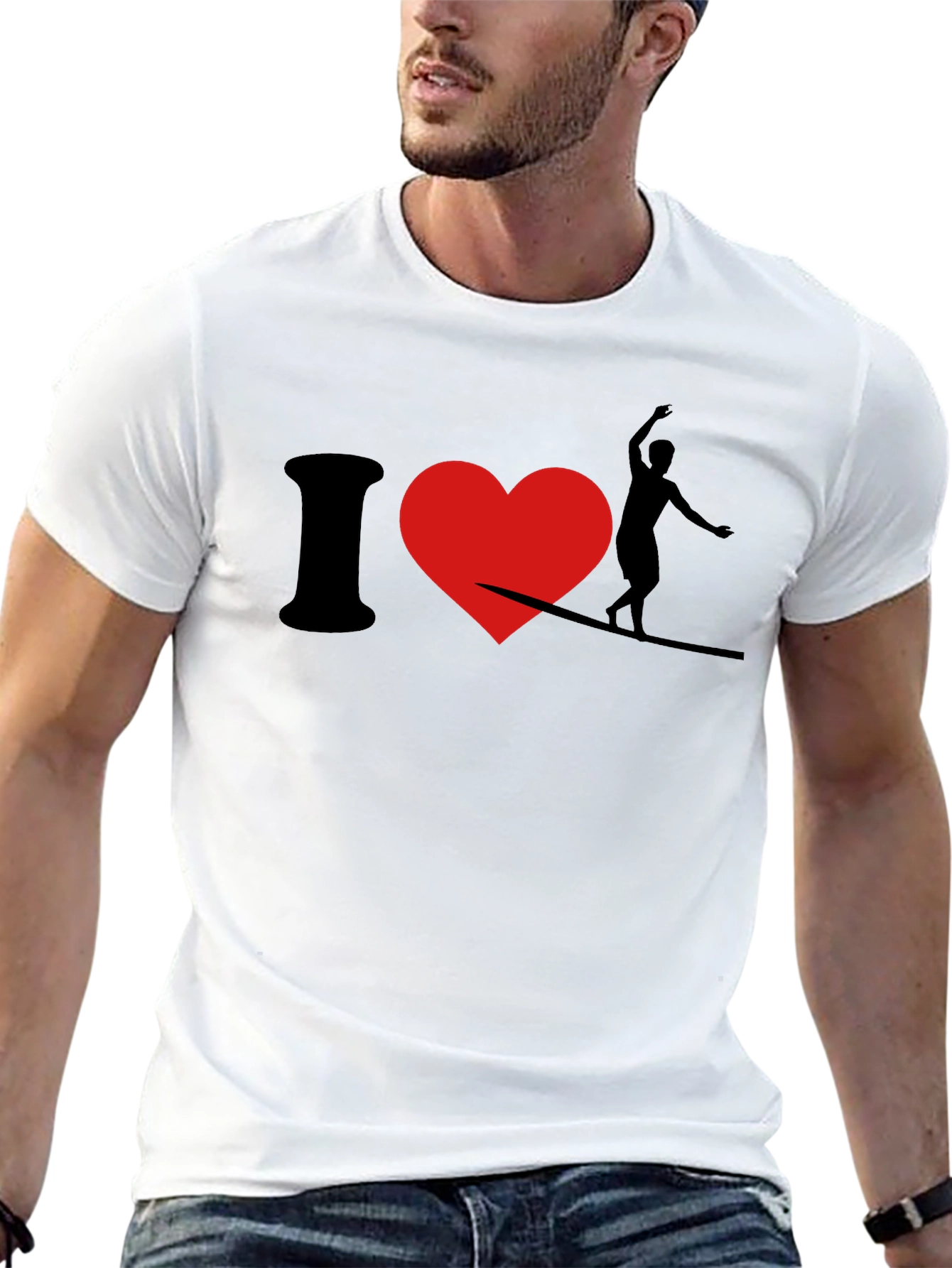 I Love Slacklining T-Shirt - Black Cotton Tee