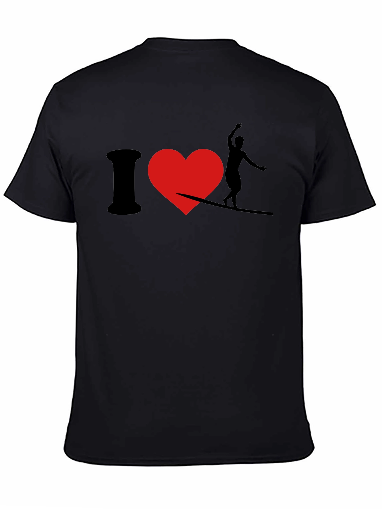 I Love Slacklining T-Shirt - Black Cotton Tee