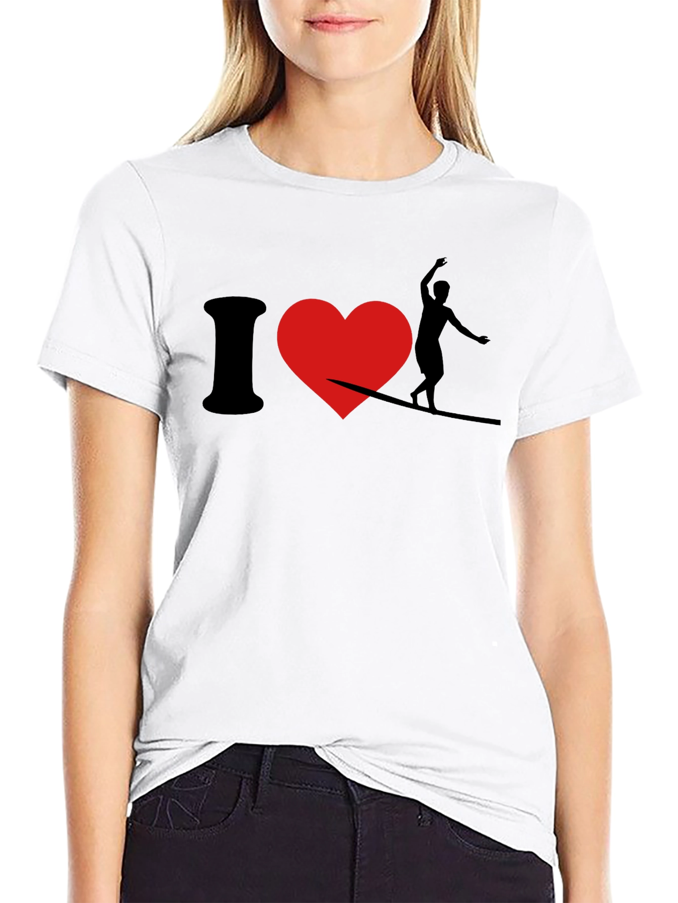 I Love Slacklining T-Shirt - Black Cotton Tee
