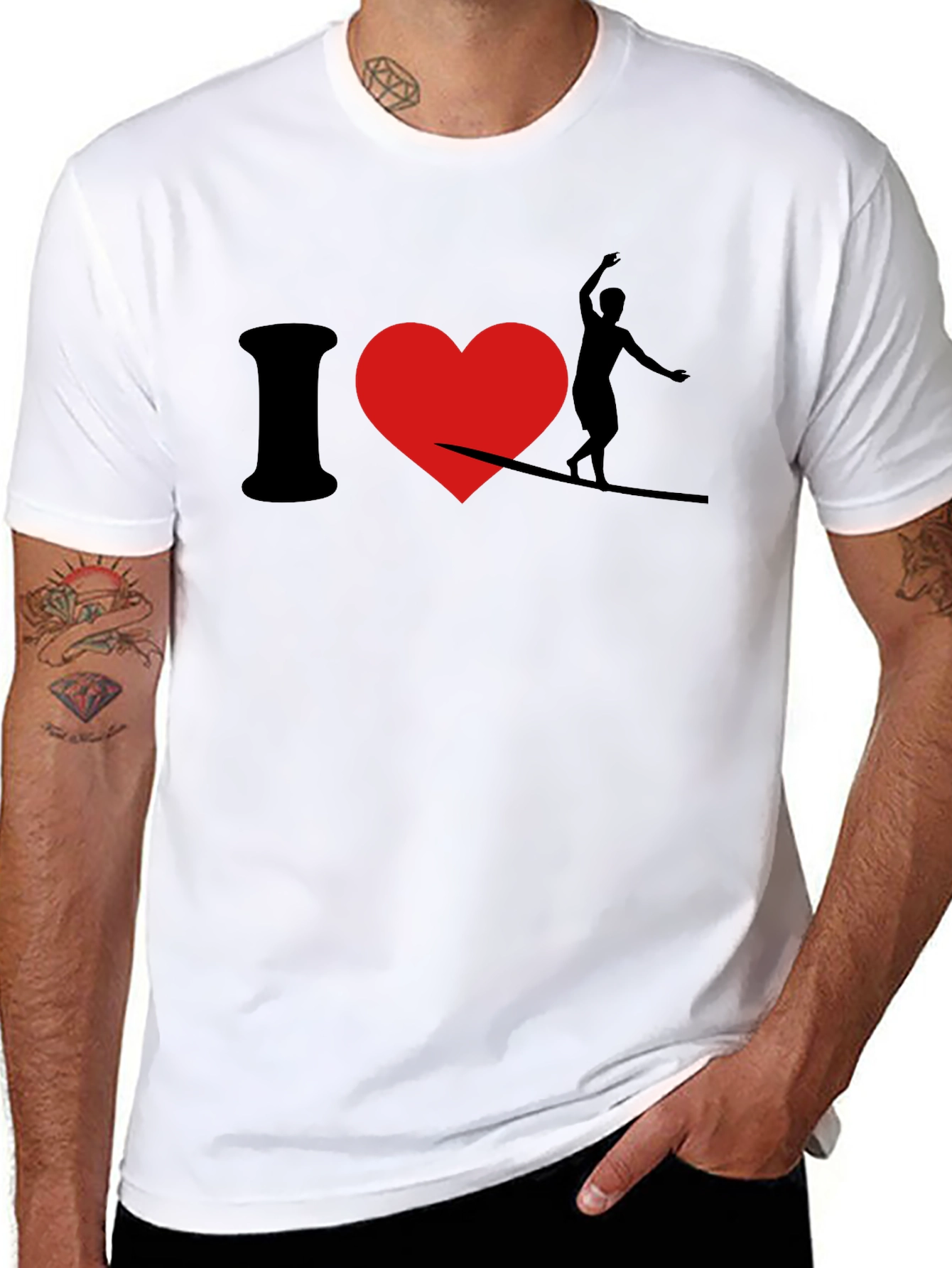 I Love Slacklining T-Shirt - Black Cotton Tee