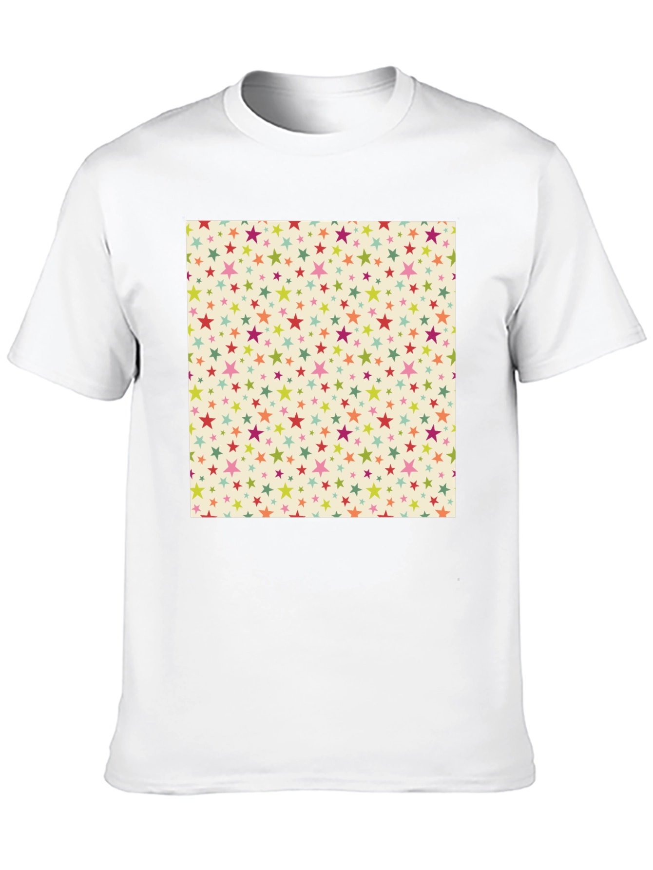 Starry Pattern Tee - Black Cotton Blend Casual T-Shirt