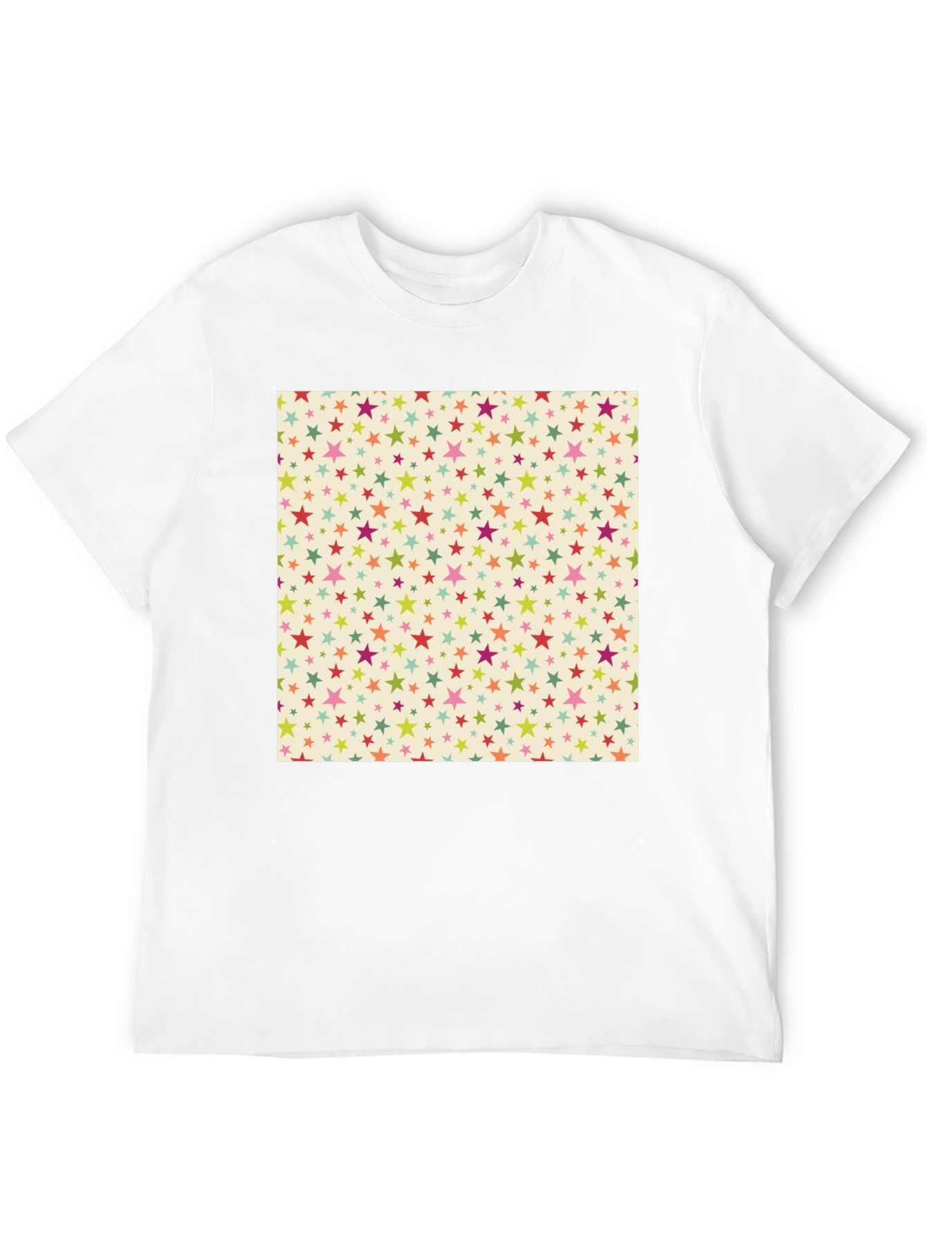 Starry Pattern Tee - Black Cotton Blend Casual T-Shirt
