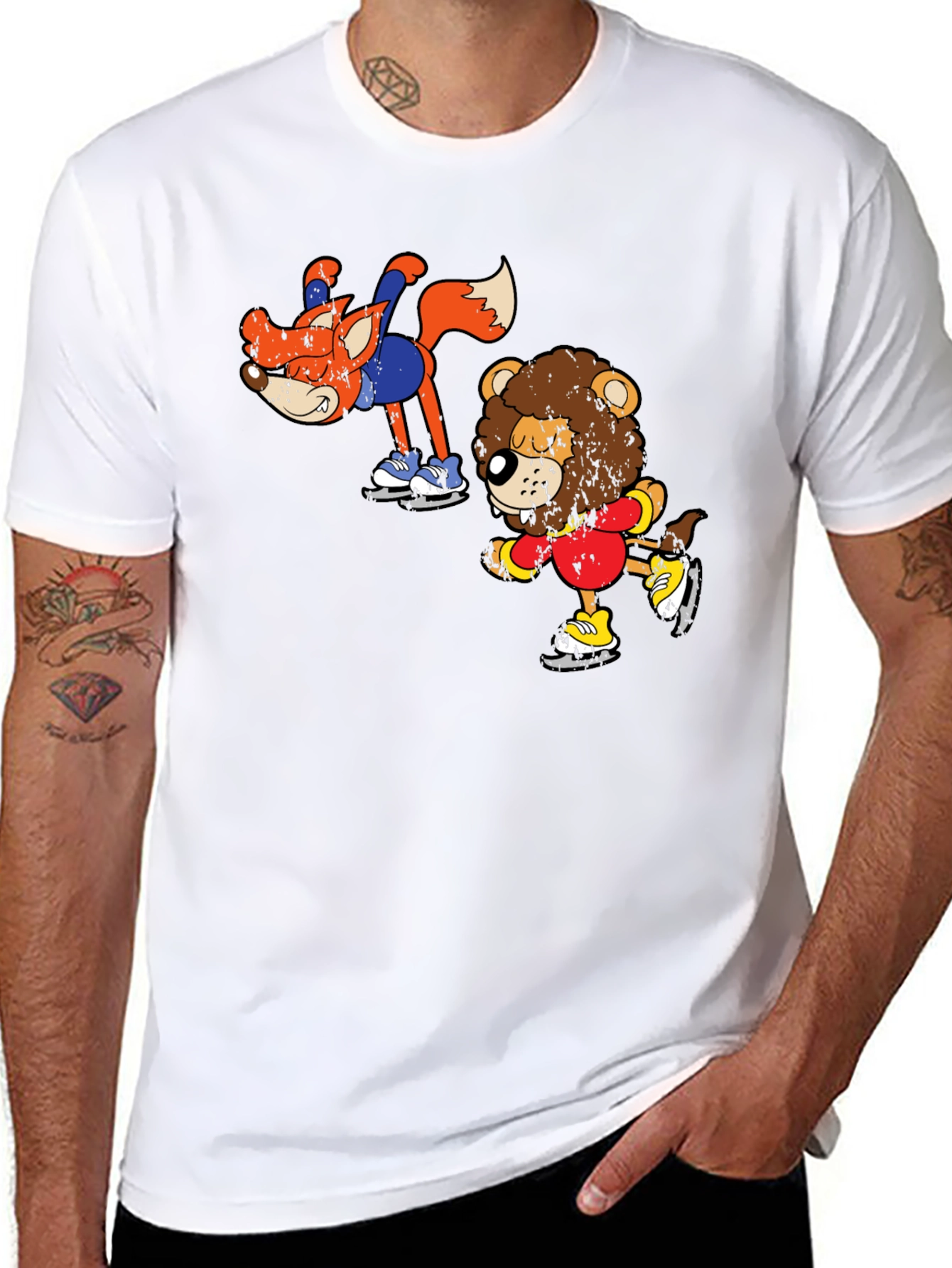 Skating Animals Graphic Tee - Fun Cartoon Shirt