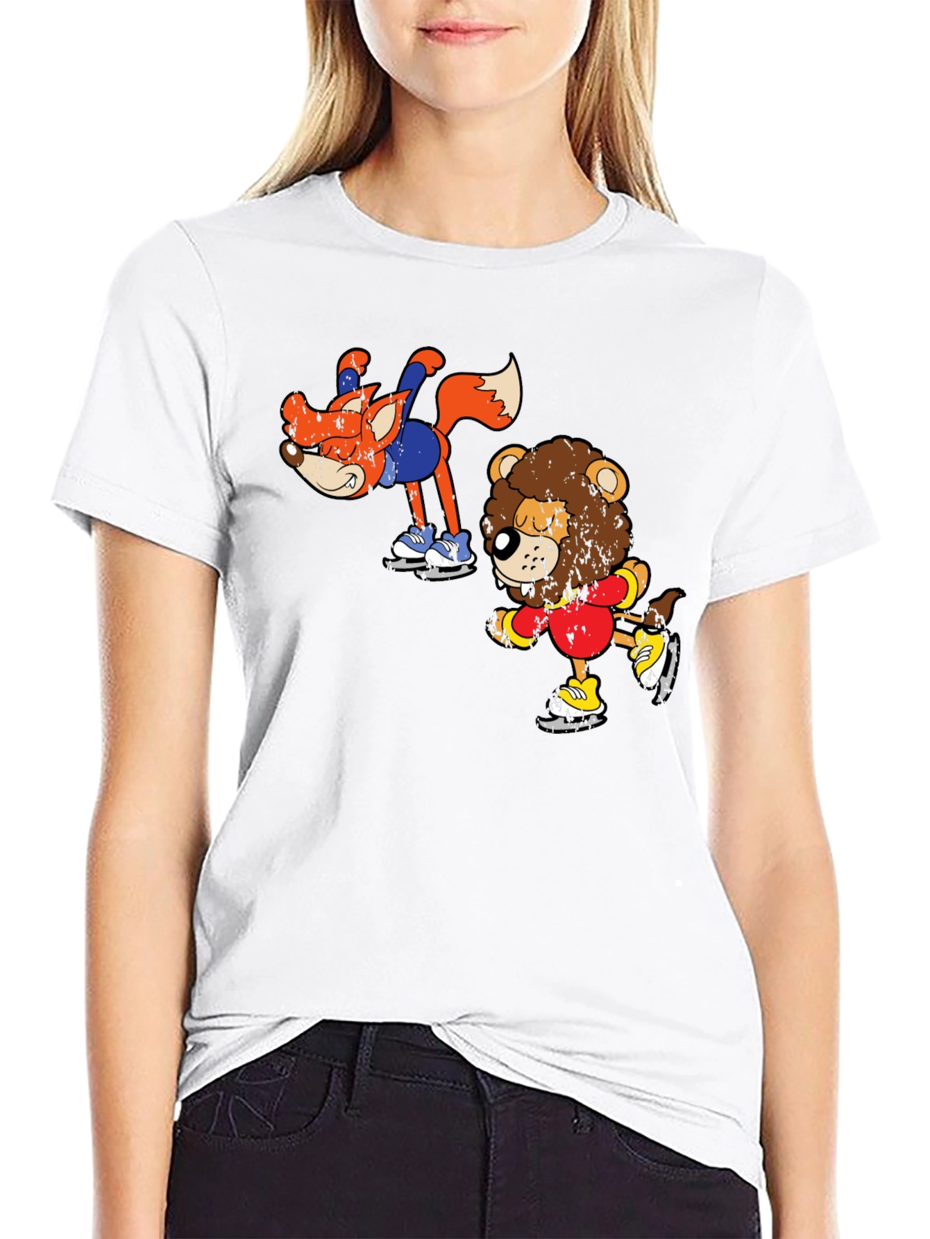 Skating Animals Graphic Tee - Fun Cartoon Shirt