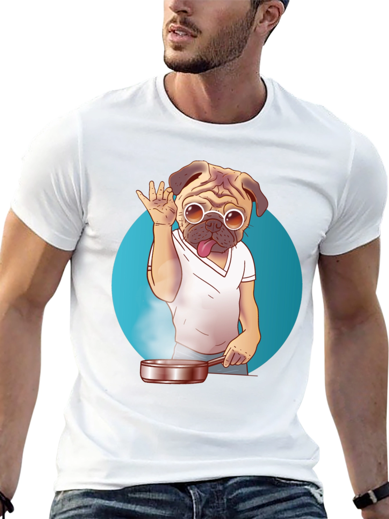 Pug Chef T-Shirt - Funny Culinary Dog Tee