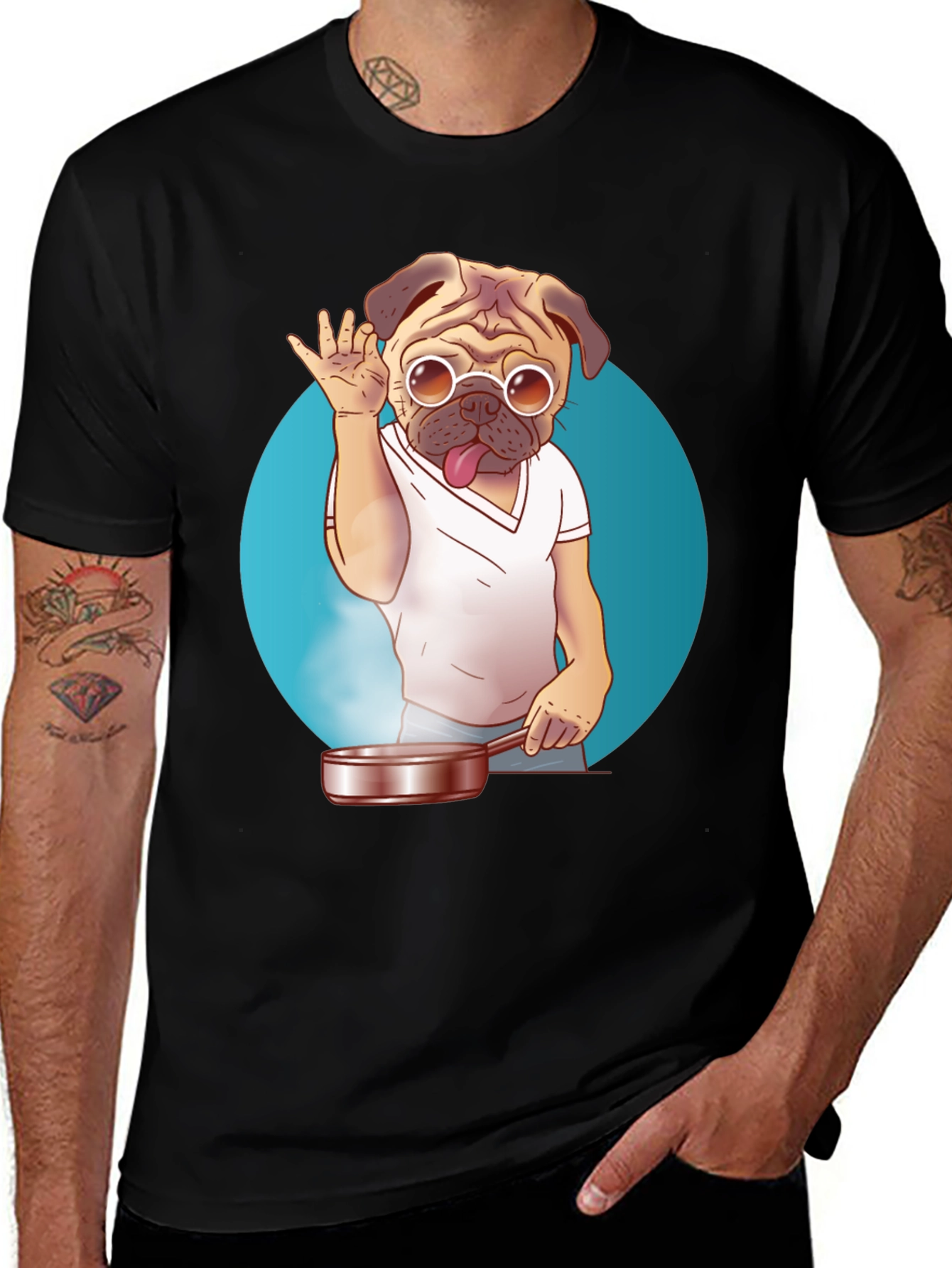 Pug Chef T-Shirt - Funny Culinary Dog Tee