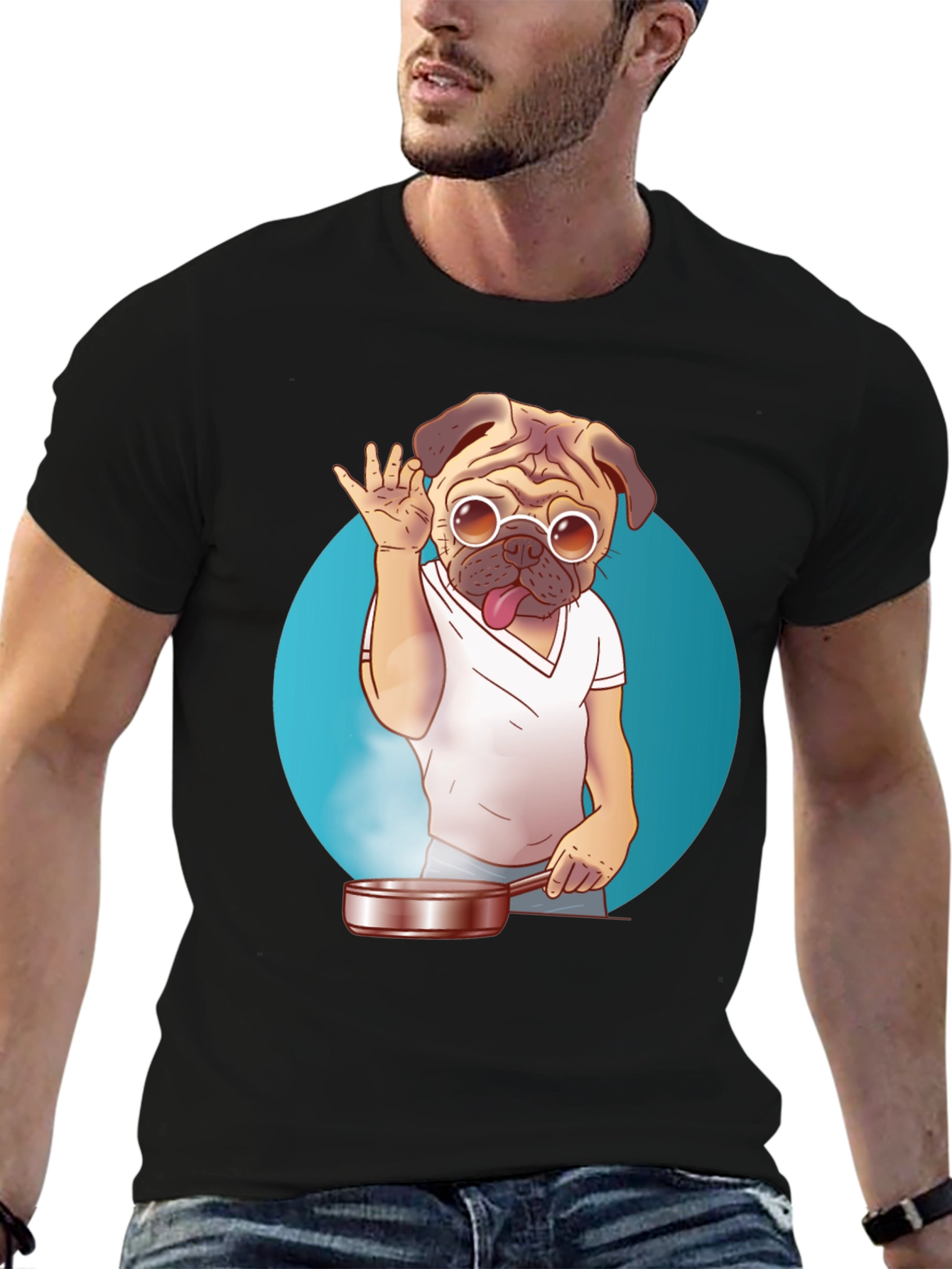Pug Chef T-Shirt - Funny Culinary Dog Tee