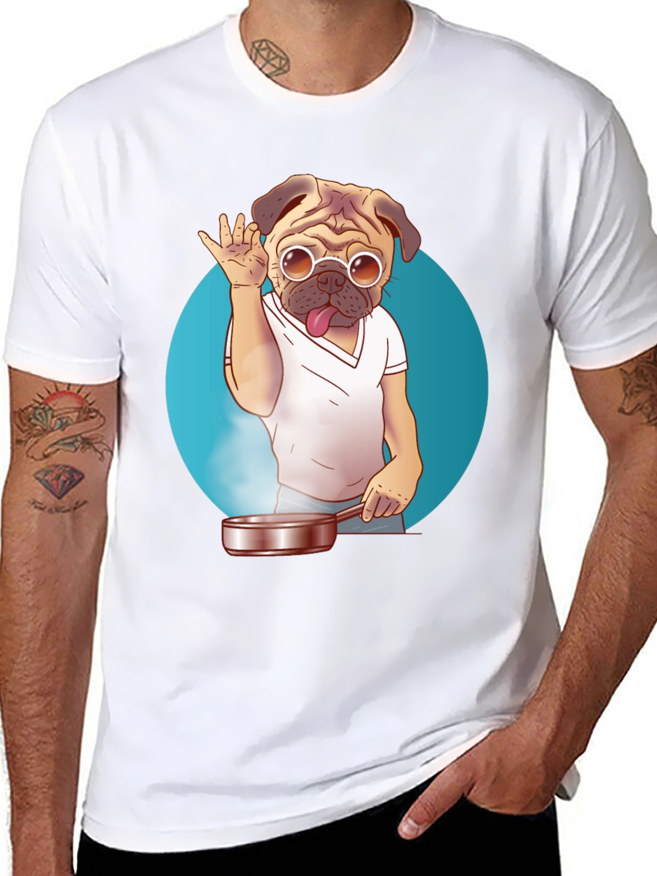 Pug Chef T-Shirt - Funny Culinary Dog Tee
