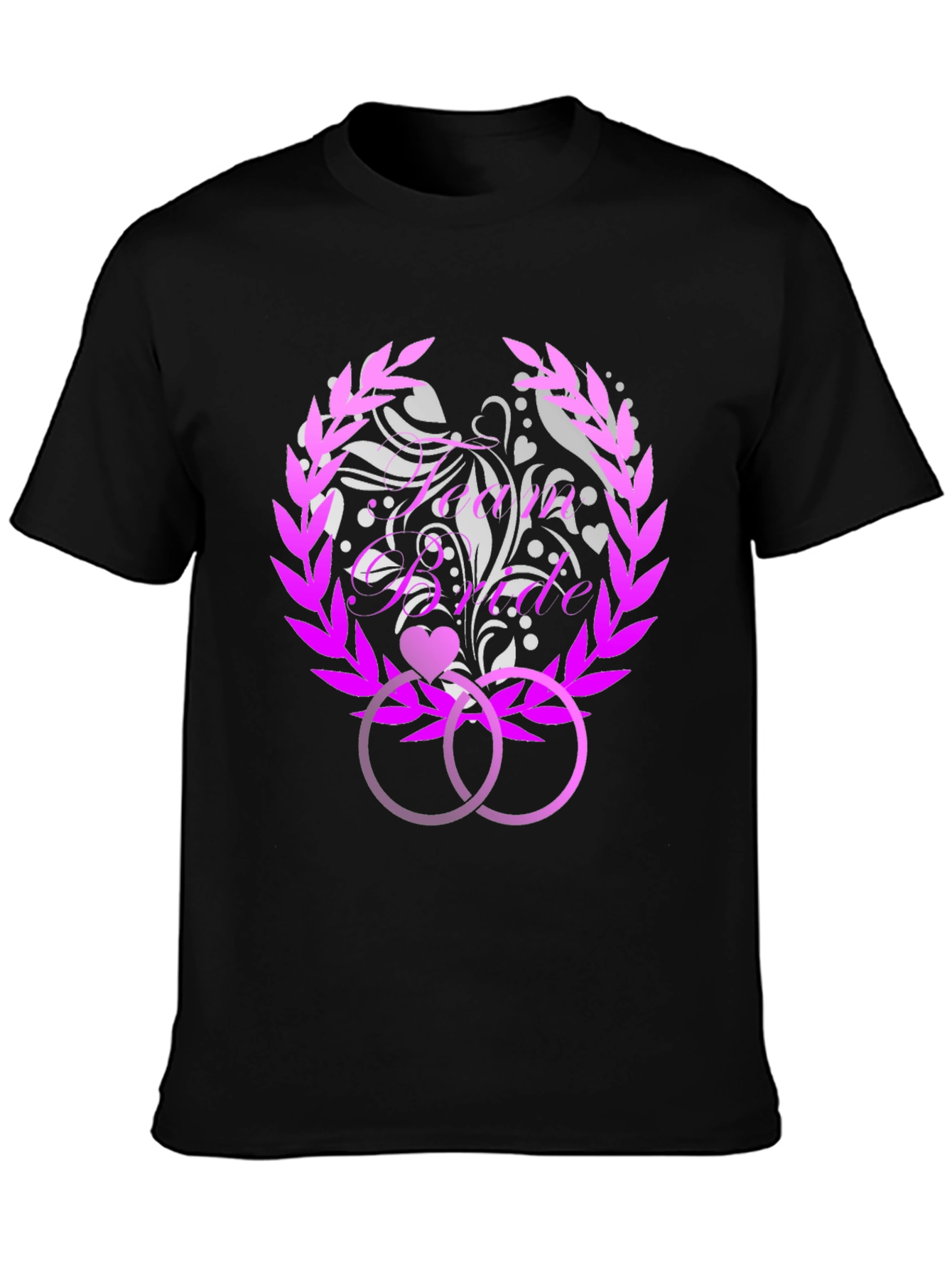 Floral Bride T-Shirt with Interlocking Rings Design