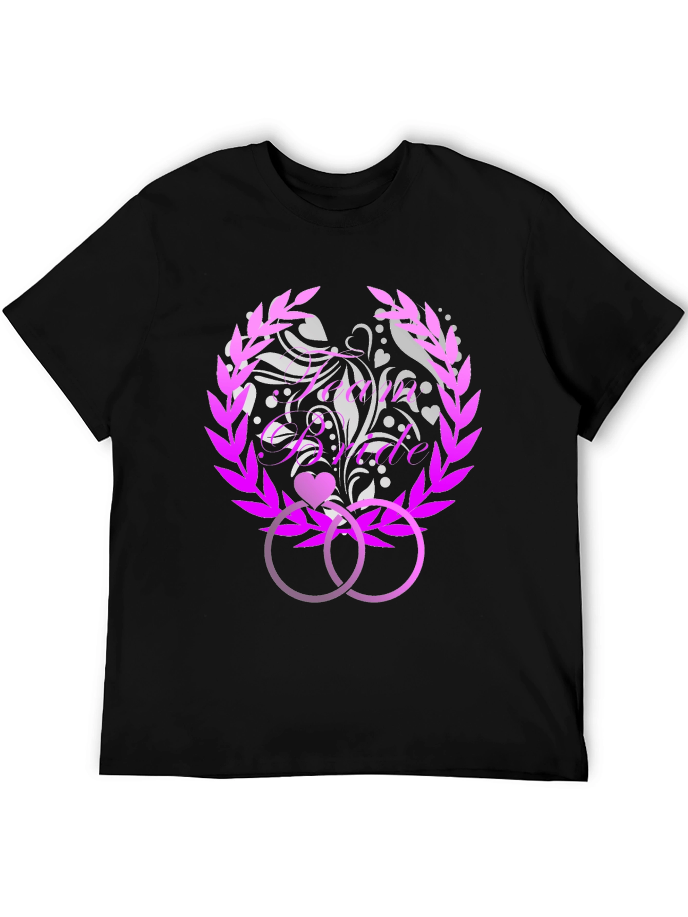 Floral Bride T-Shirt with Interlocking Rings Design