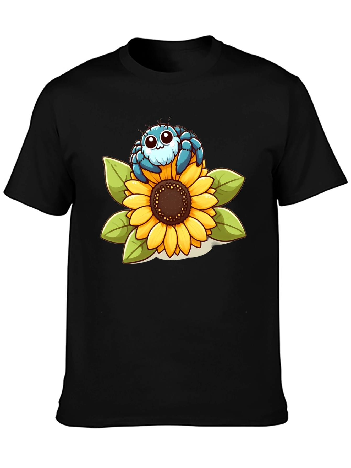 Cute Spider on Sunflower Graphic T-Shirt