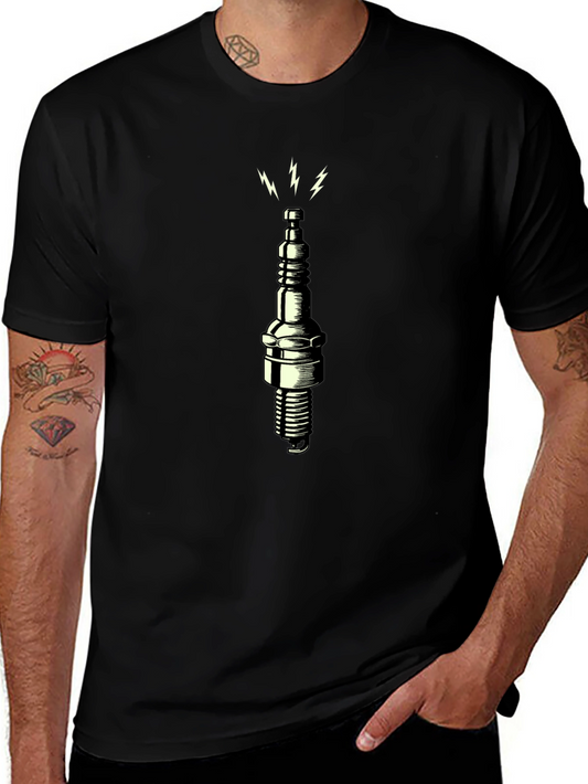 Spark Plug Graphic Tee - Black Cotton