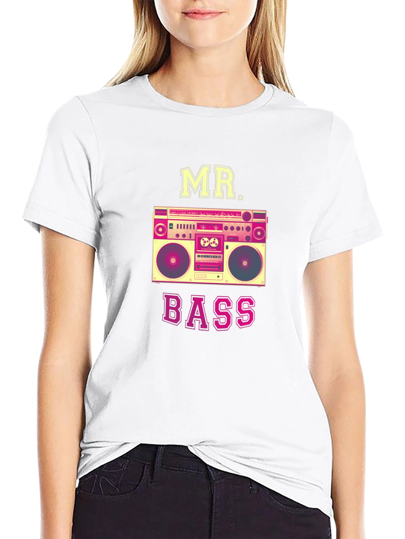 MR. BASS Boombox Graphic T-Shirt - Retro Style
