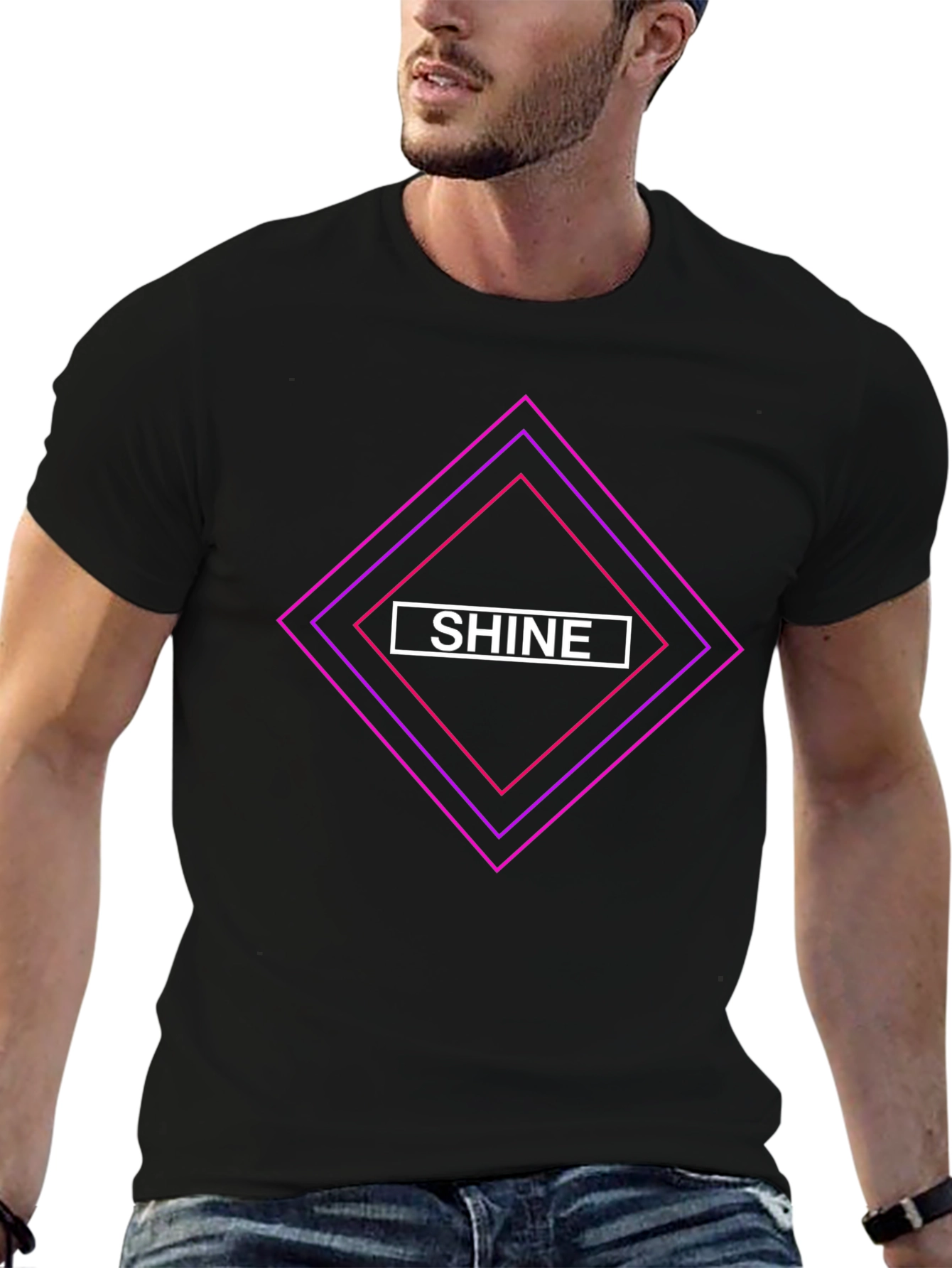 Shine Diamond Graphic Black T-Shirt - Stylish Casual Tee