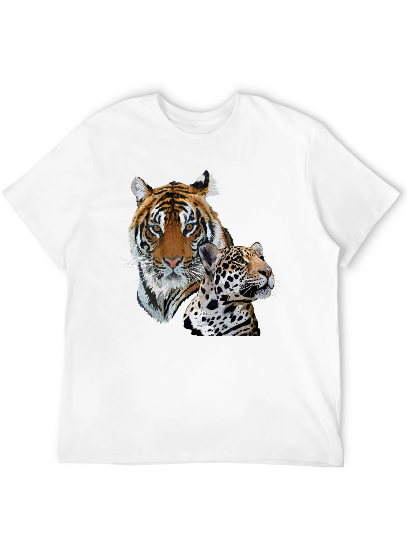 Tiger & Jaguar Graphic Print T-Shirt