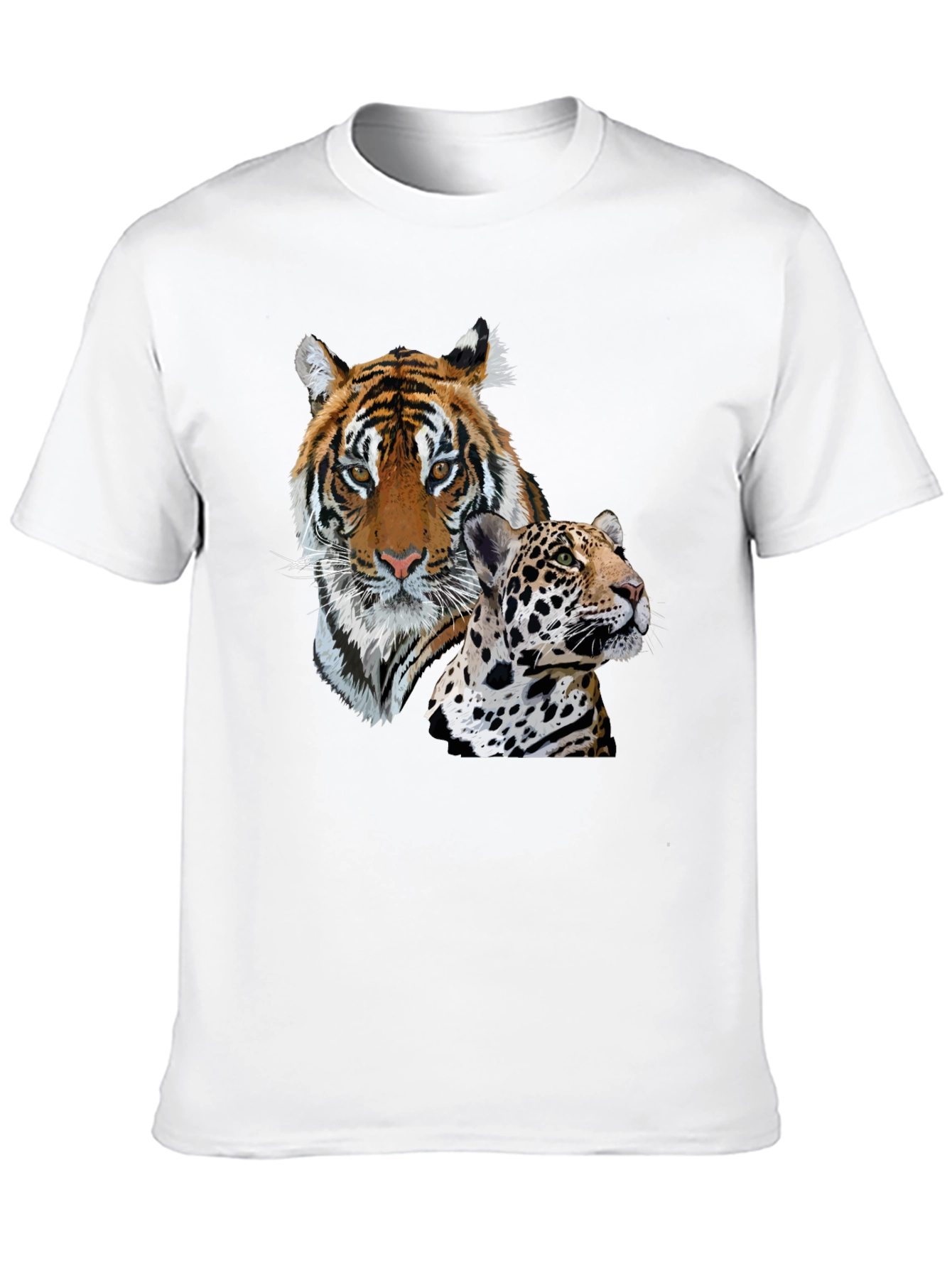 Tiger & Jaguar Graphic Print T-Shirt