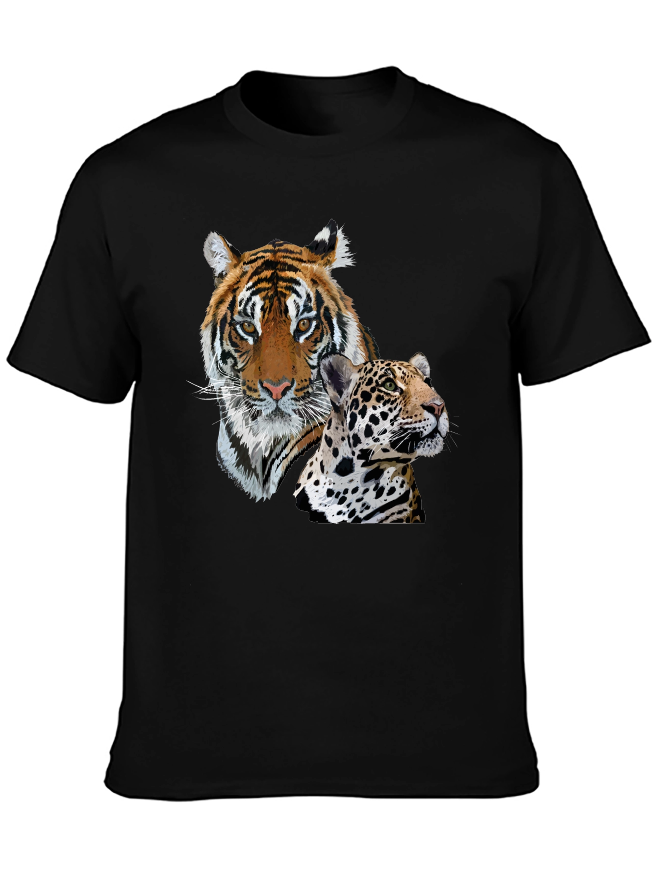 Tiger & Jaguar Graphic Print T-Shirt