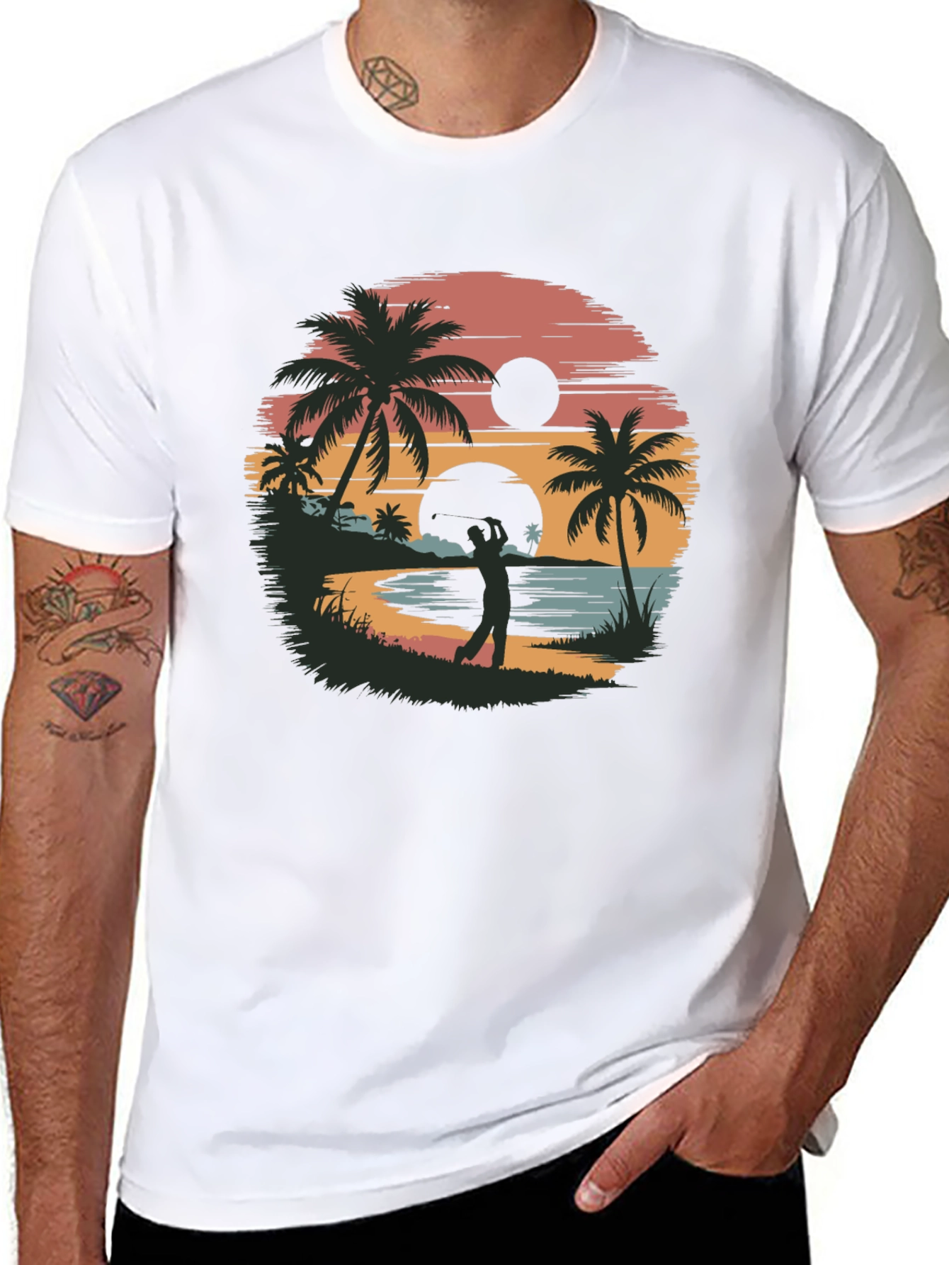 Tropical Sunset Golf Graphic Tee