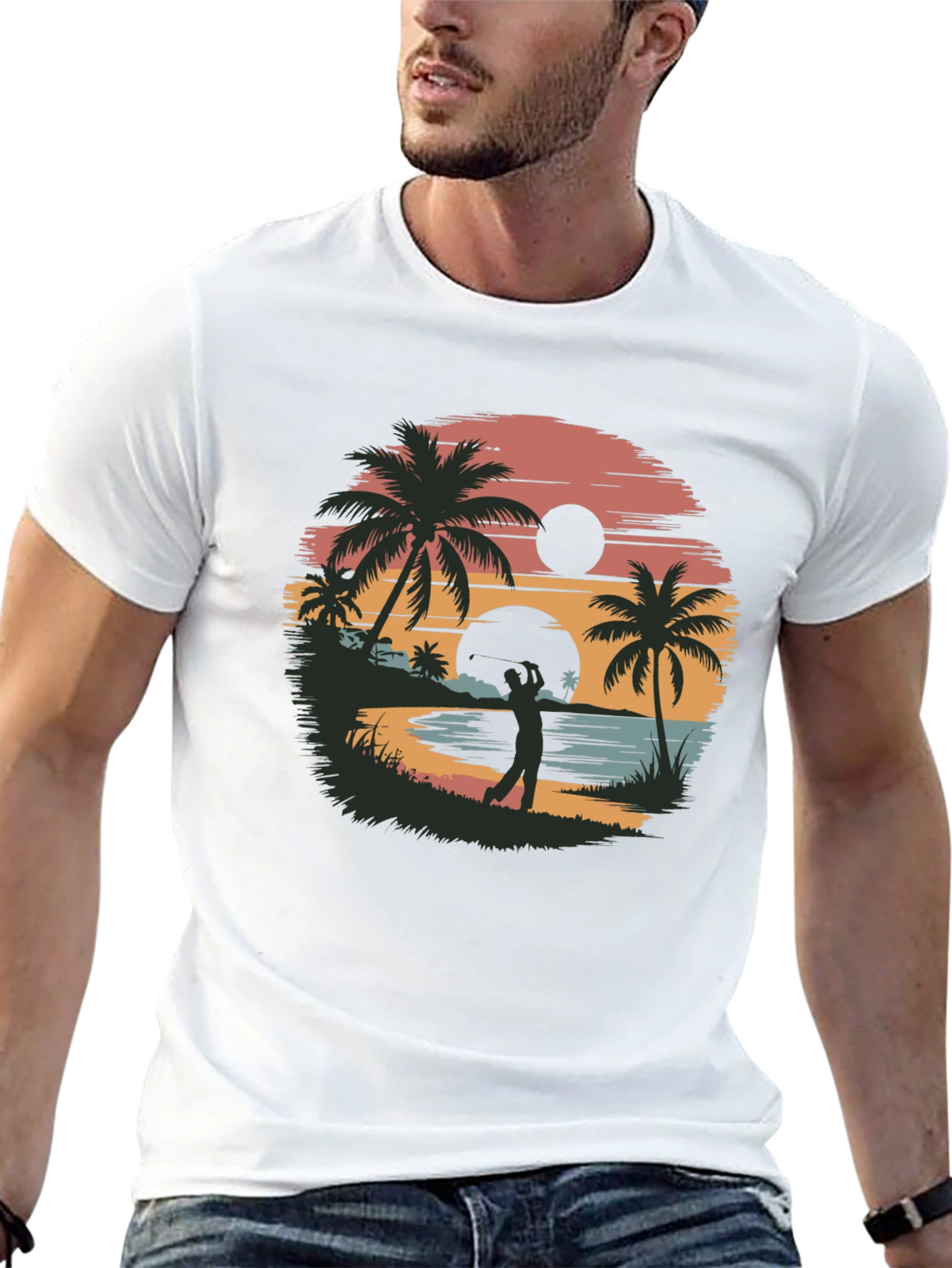 Tropical Sunset Golf Graphic Tee