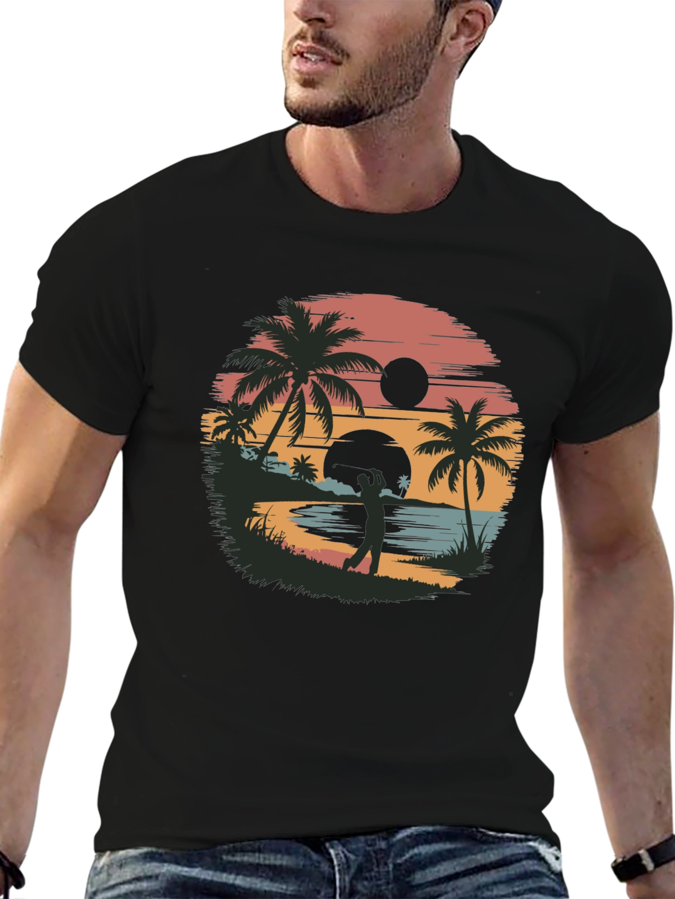 Tropical Sunset Golf Graphic Tee