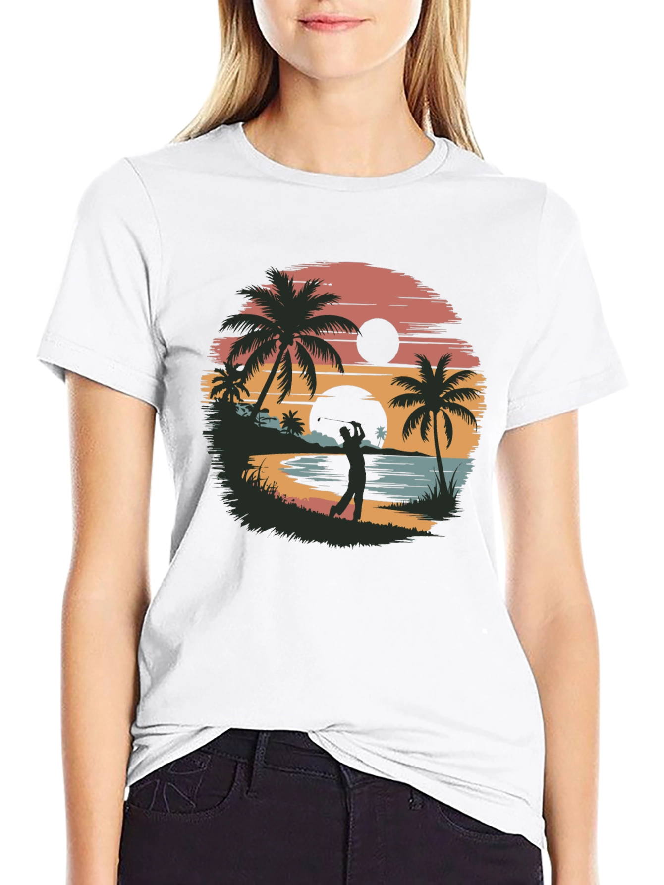 Tropical Sunset Golf Graphic Tee