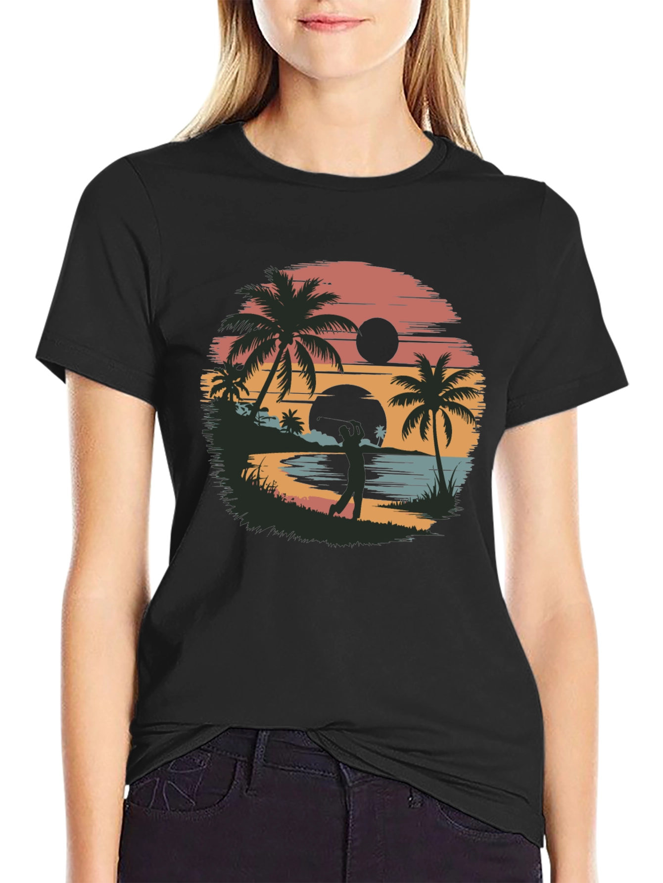 Tropical Sunset Golf Graphic Tee