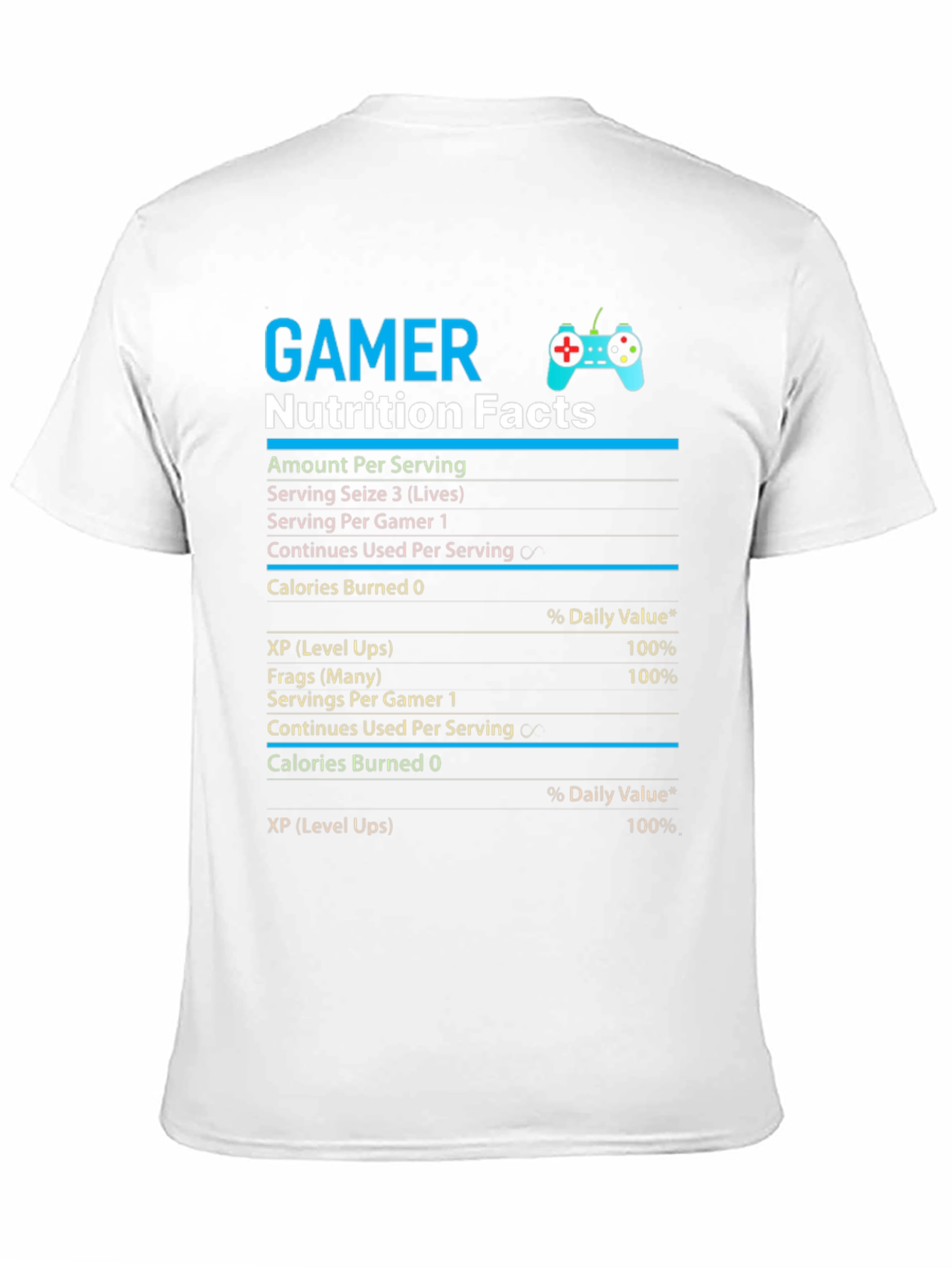Gamer Nutrition Facts Graphic T-Shirt