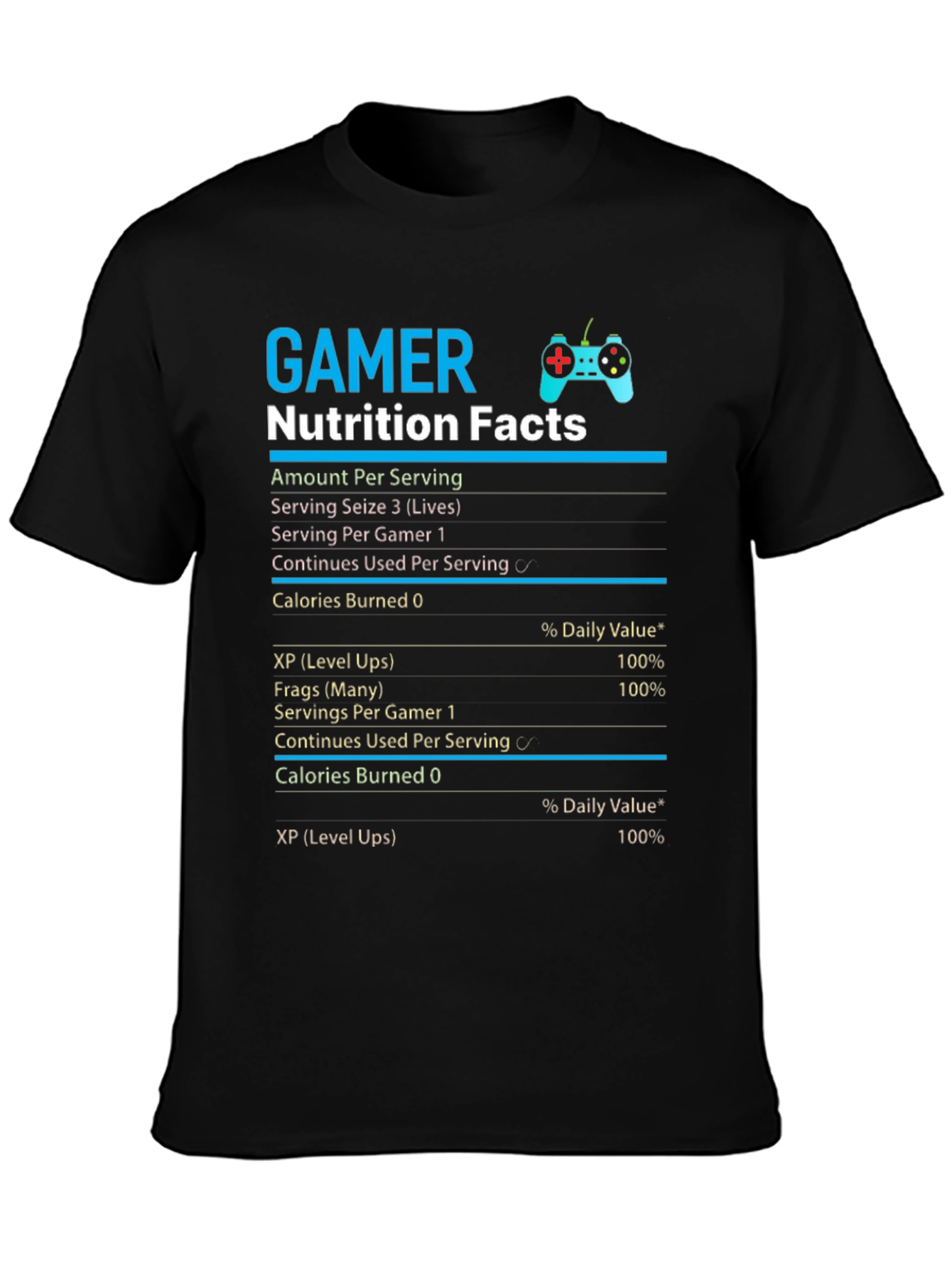Gamer Nutrition Facts Graphic T-Shirt