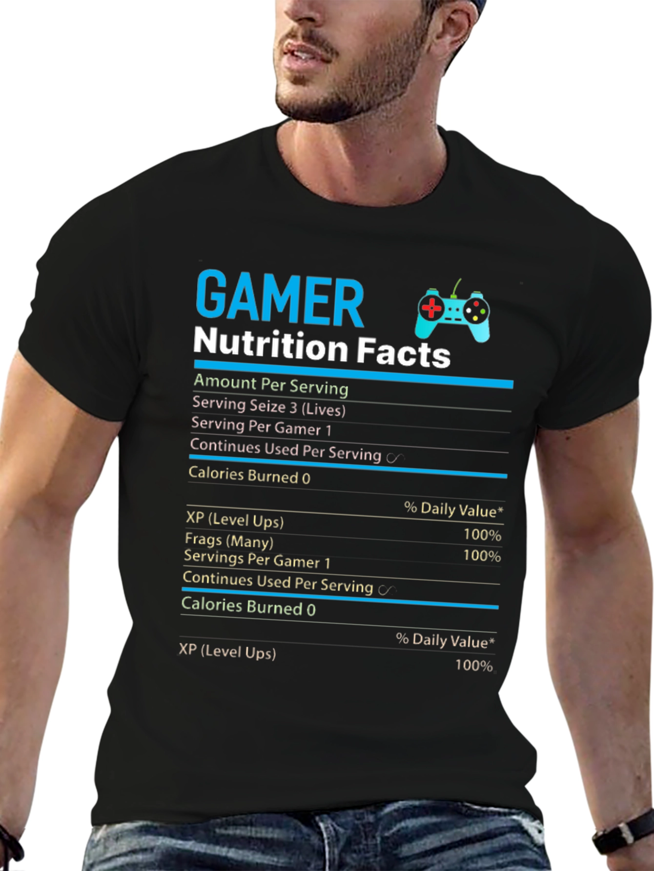 Gamer Nutrition Facts Graphic T-Shirt