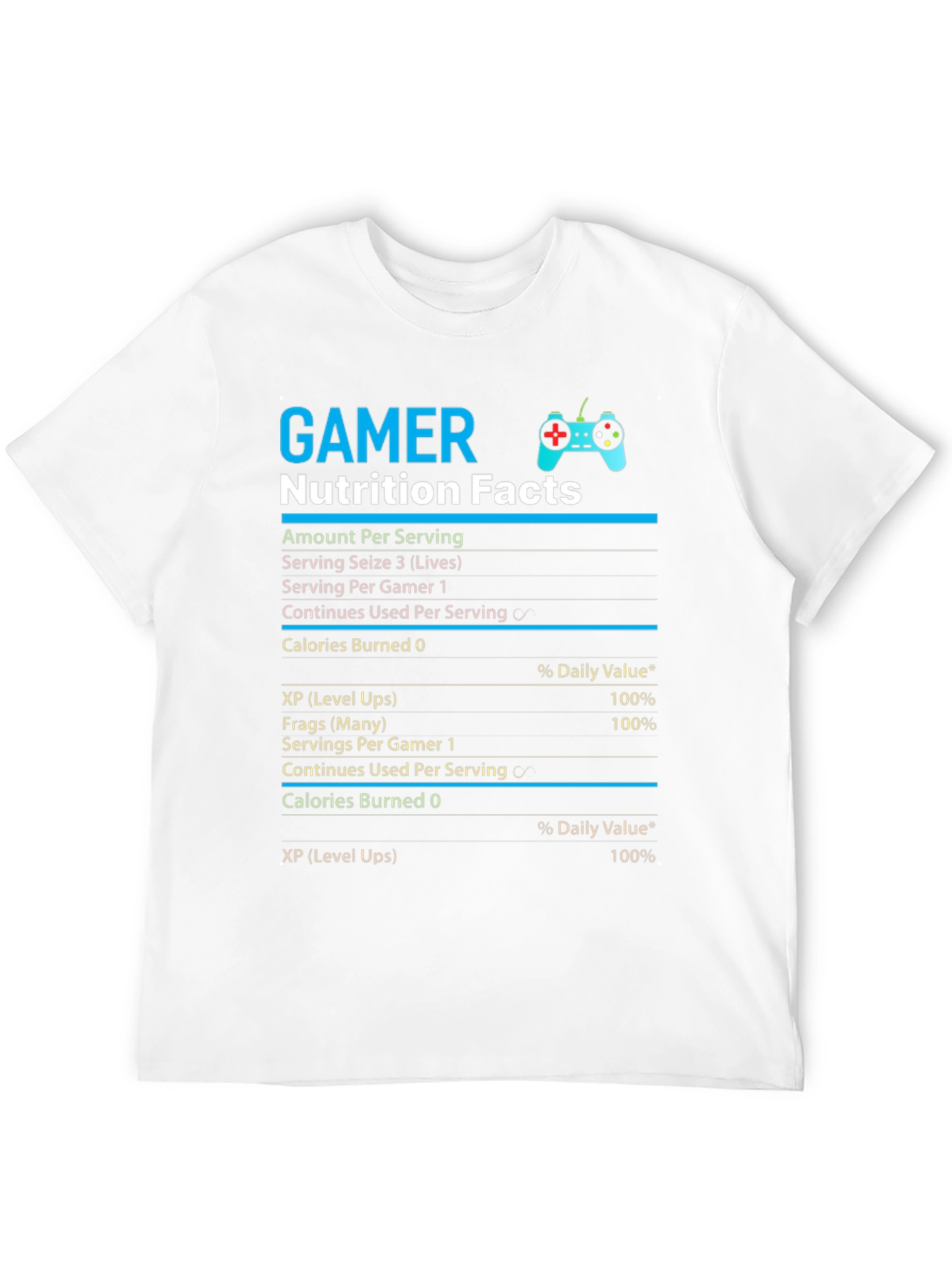 Gamer Nutrition Facts Graphic T-Shirt