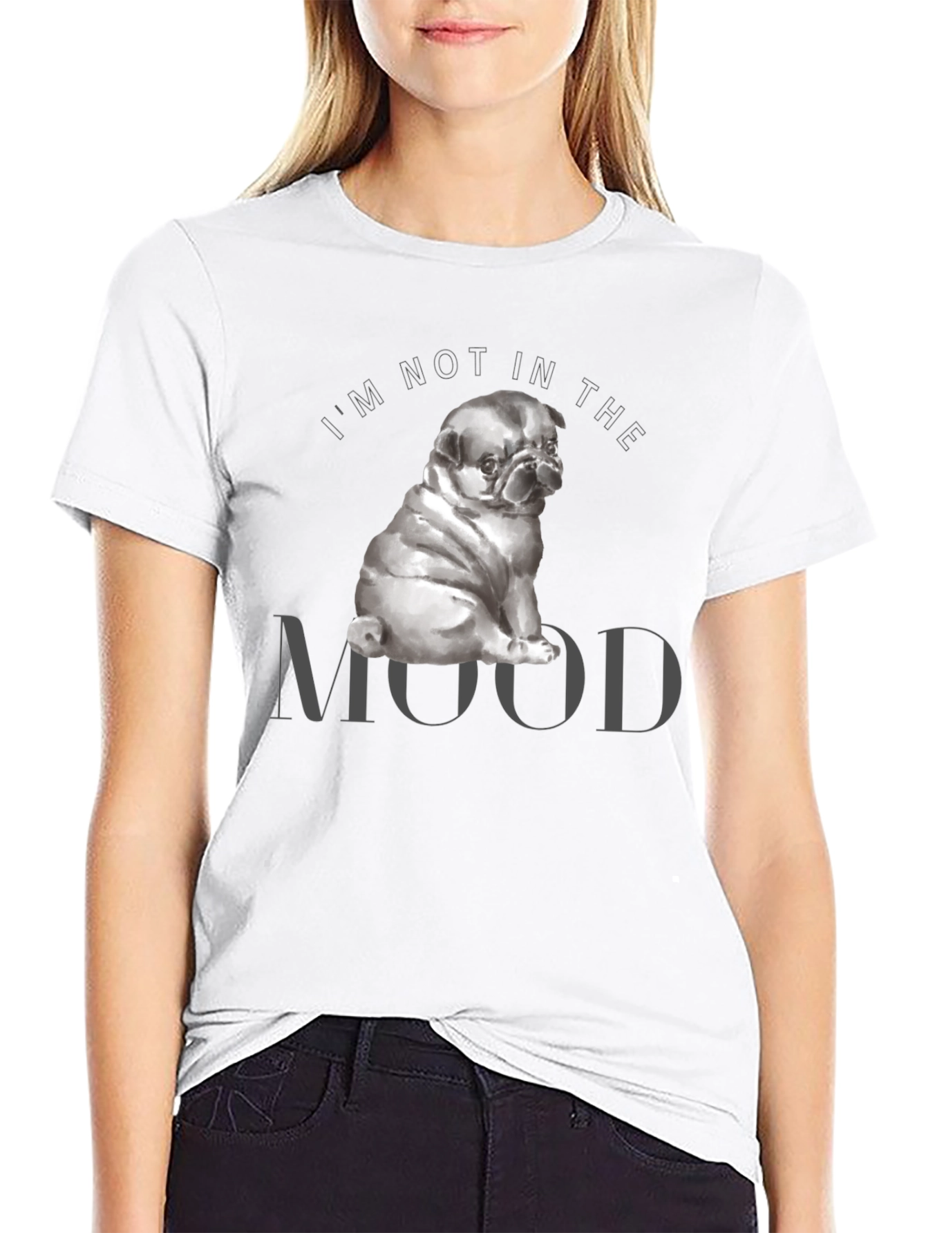 Not In The Mood Pug Graphic T-Shirt