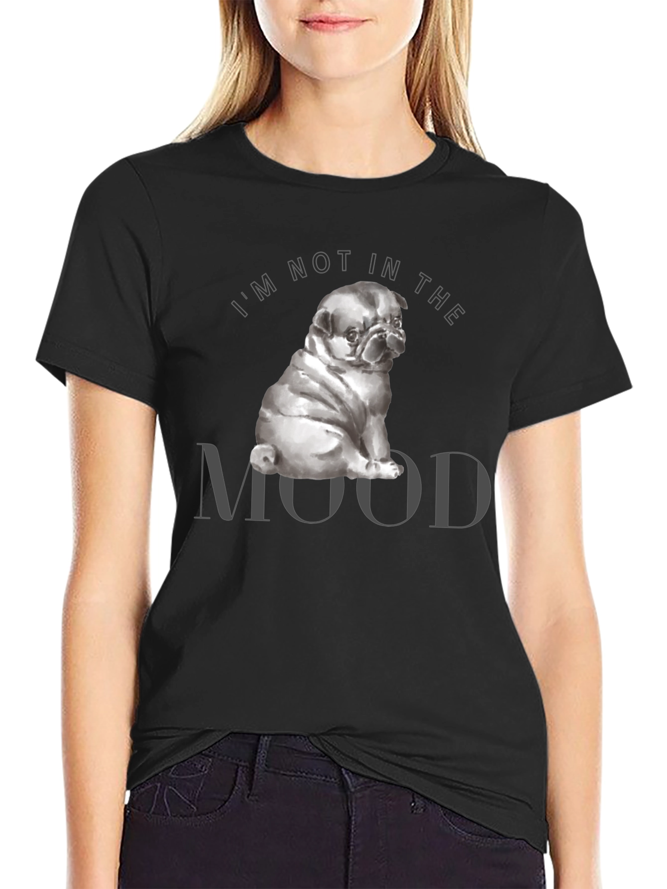 Not In The Mood Pug Graphic T-Shirt