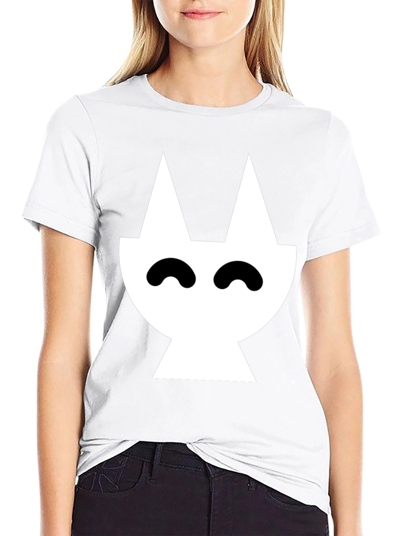 Abstract Cat Graphic Black T-Shirt