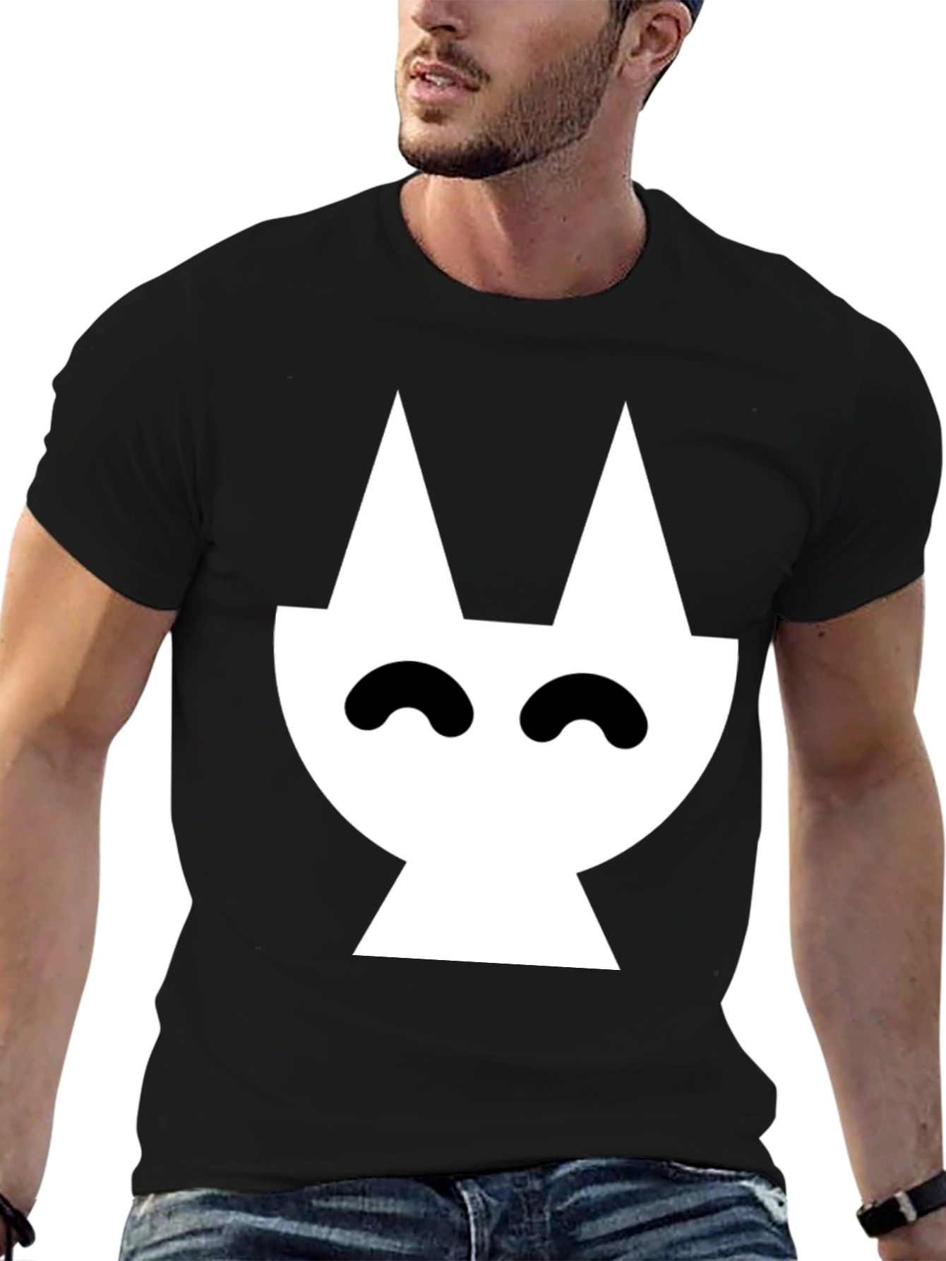 Abstract Cat Graphic Black T-Shirt