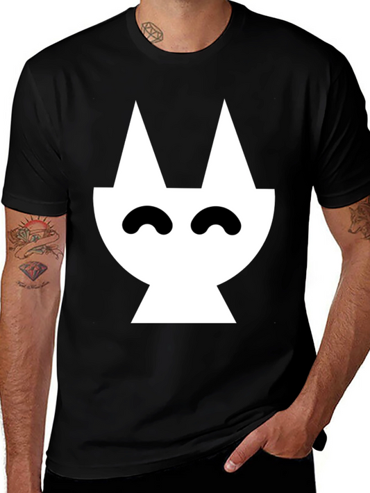 Abstract Cat Graphic Black T-Shirt