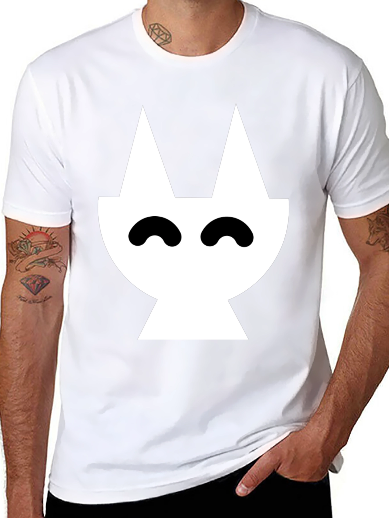 Abstract Cat Graphic Black T-Shirt