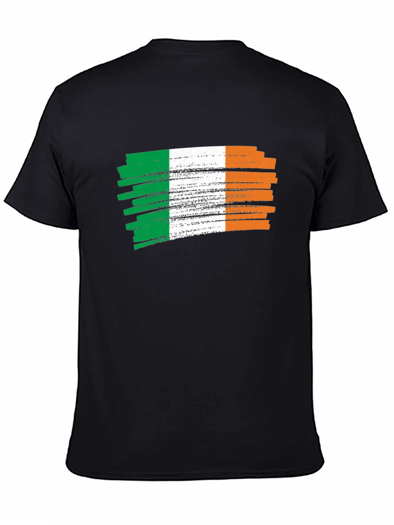 Irish Flag Brushstroke Mens Black T-Shirt