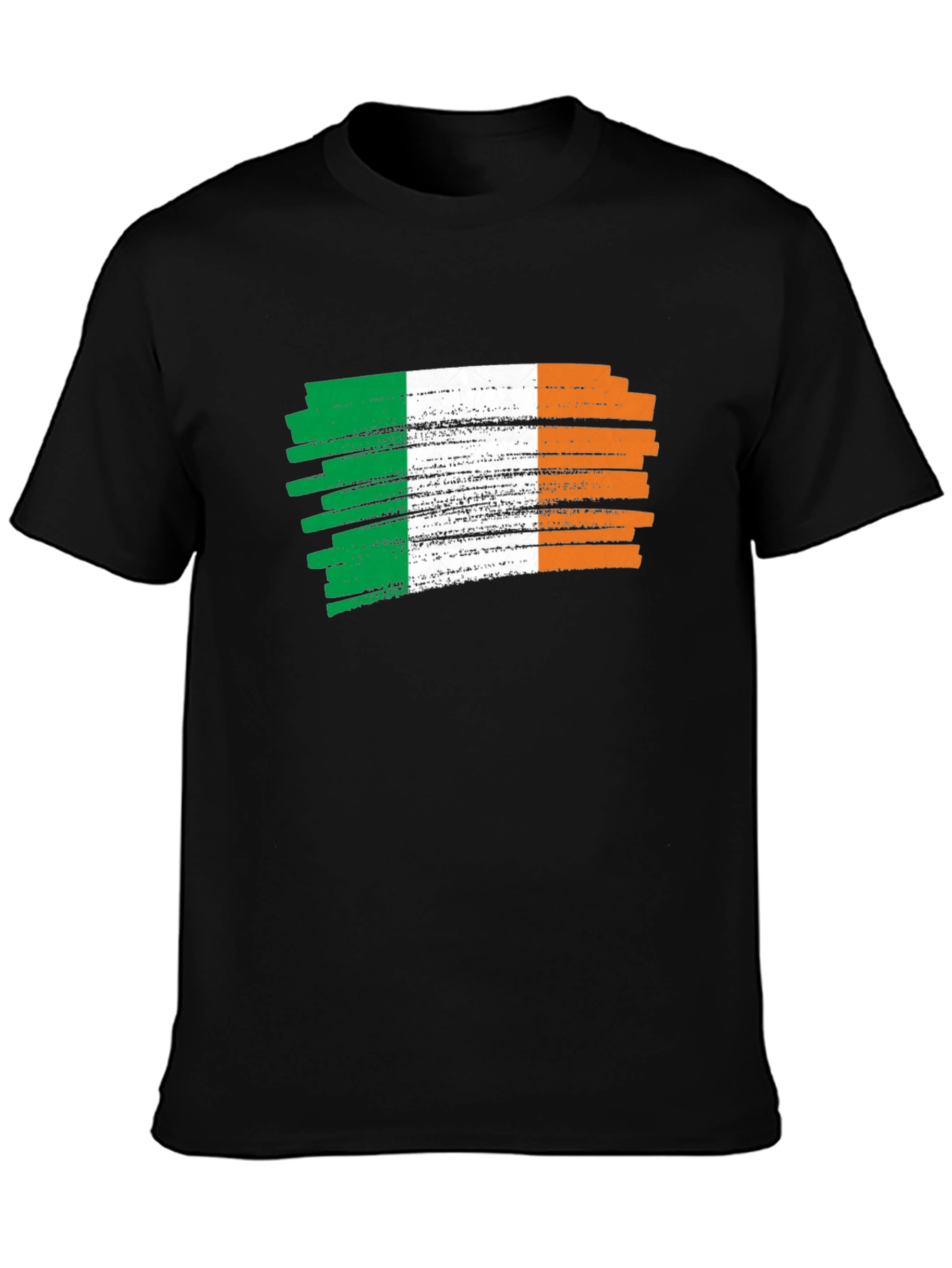 Irish Flag Brushstroke Mens Black T-Shirt