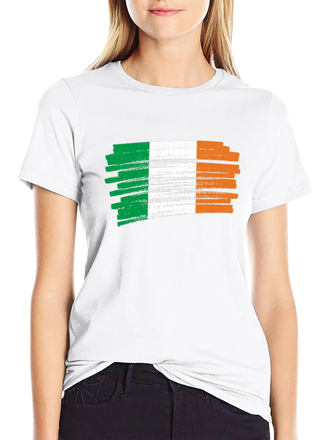 Irish Flag Brushstroke Mens Black T-Shirt