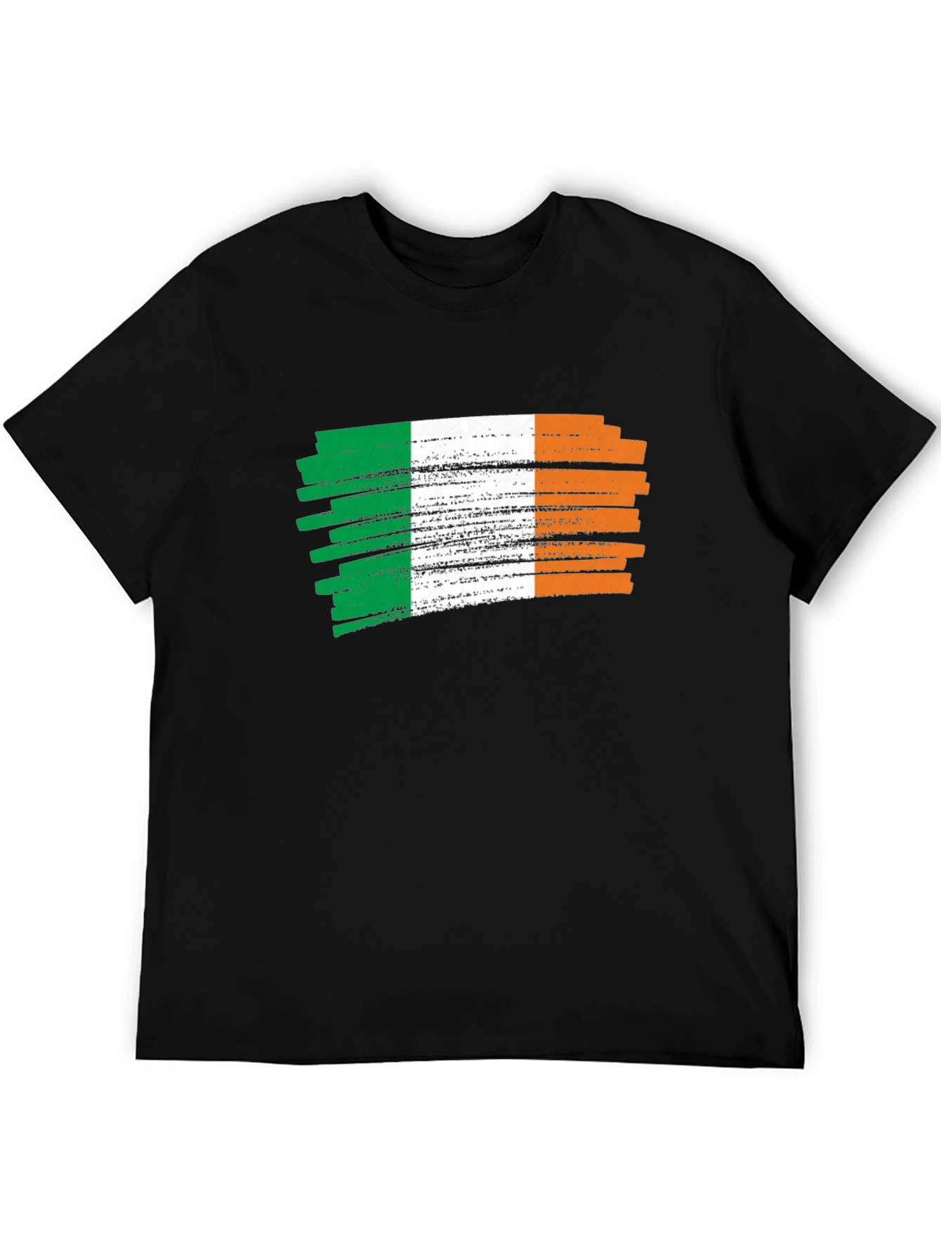 Irish Flag Brushstroke Mens Black T-Shirt