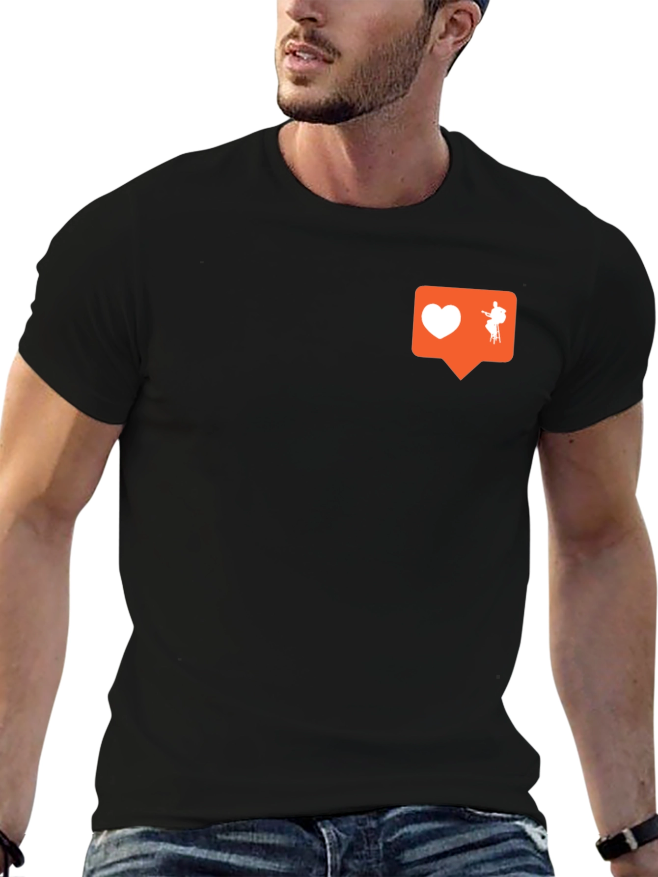 Stylish Black Graphic Tee - Love & Music