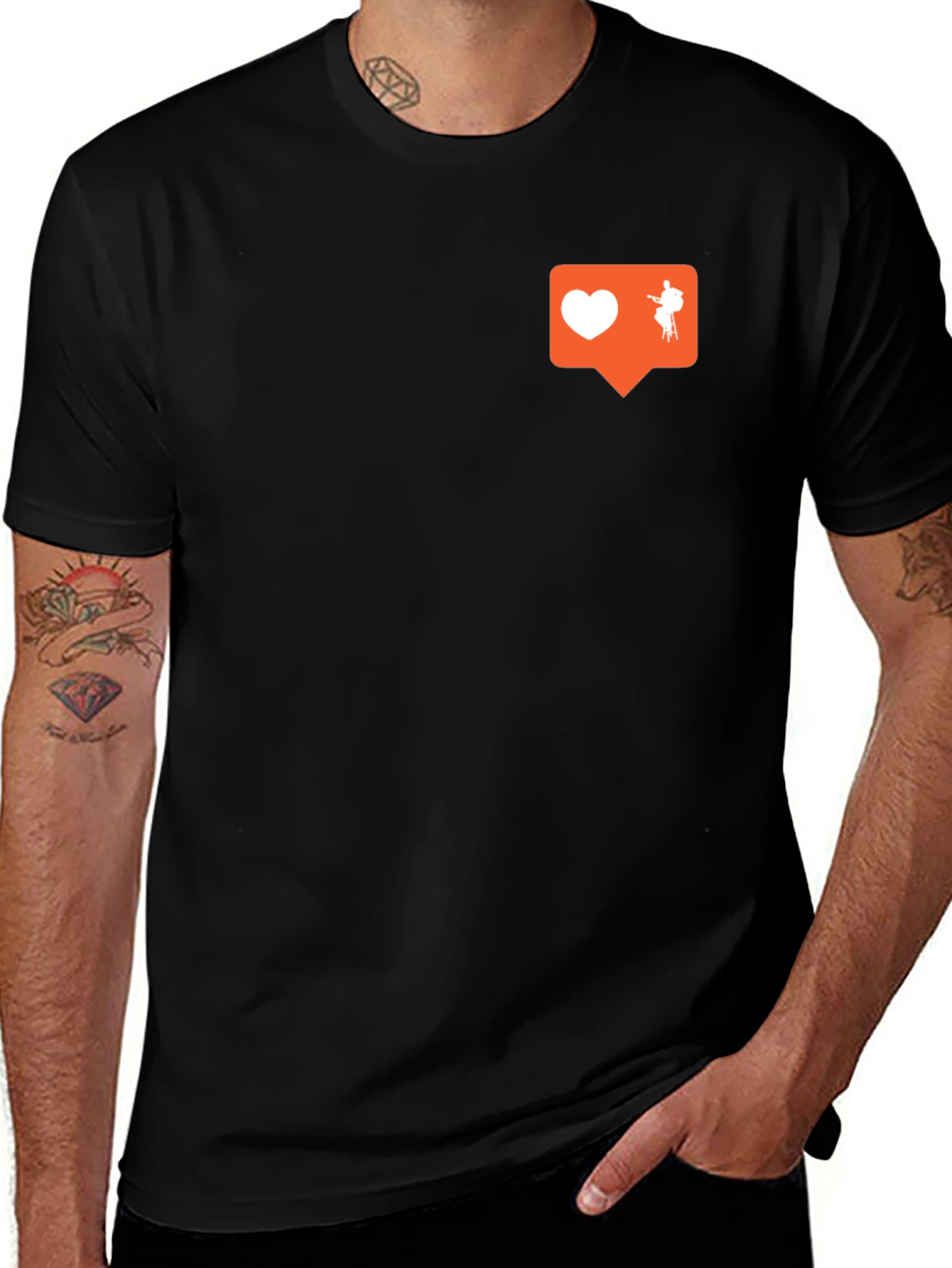 Stylish Black Graphic Tee - Love & Music