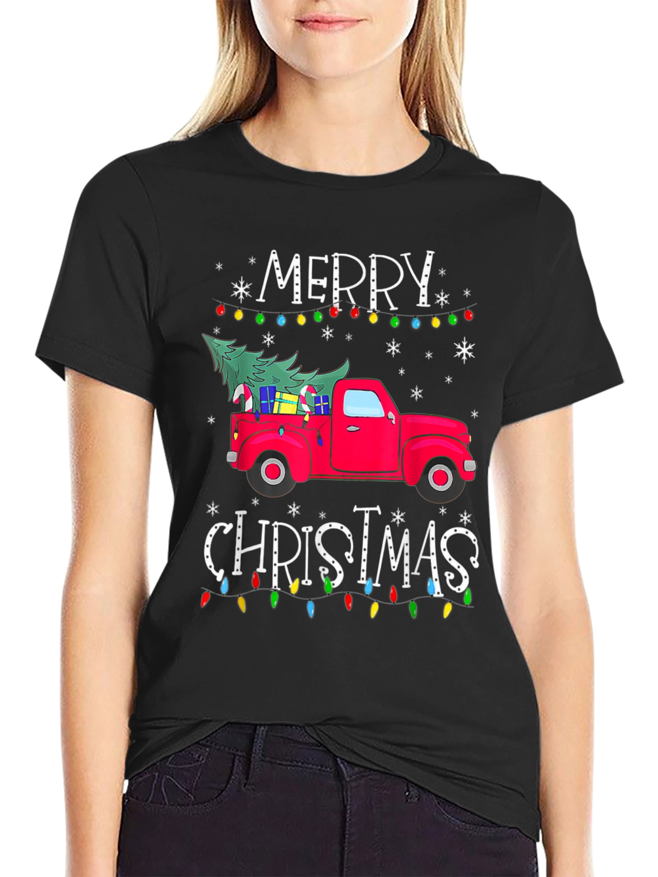 Festive Christmas Truck Graphic T-Shirt