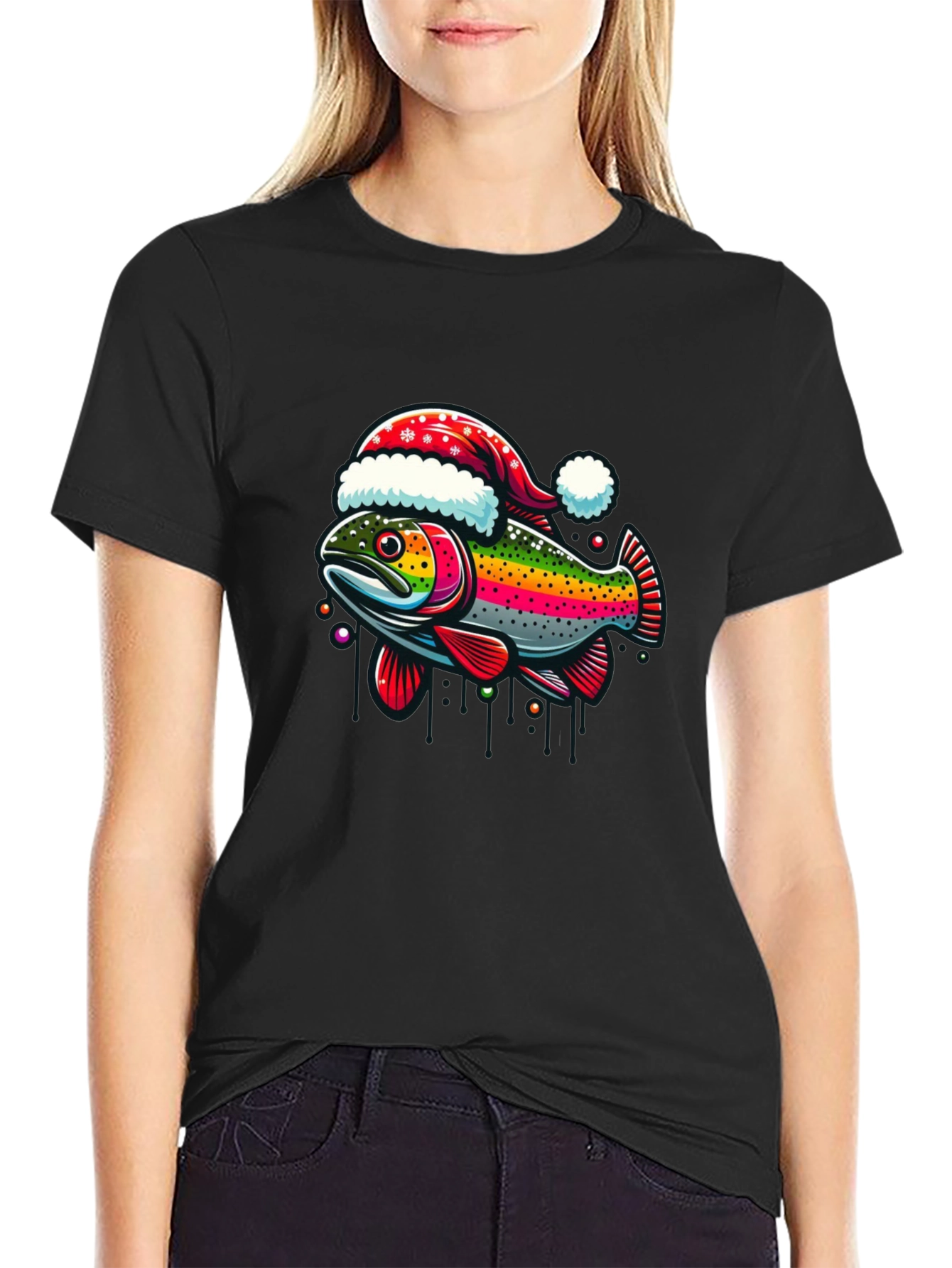 Festive Fish T-Shirt - Holiday Rainbow Trout