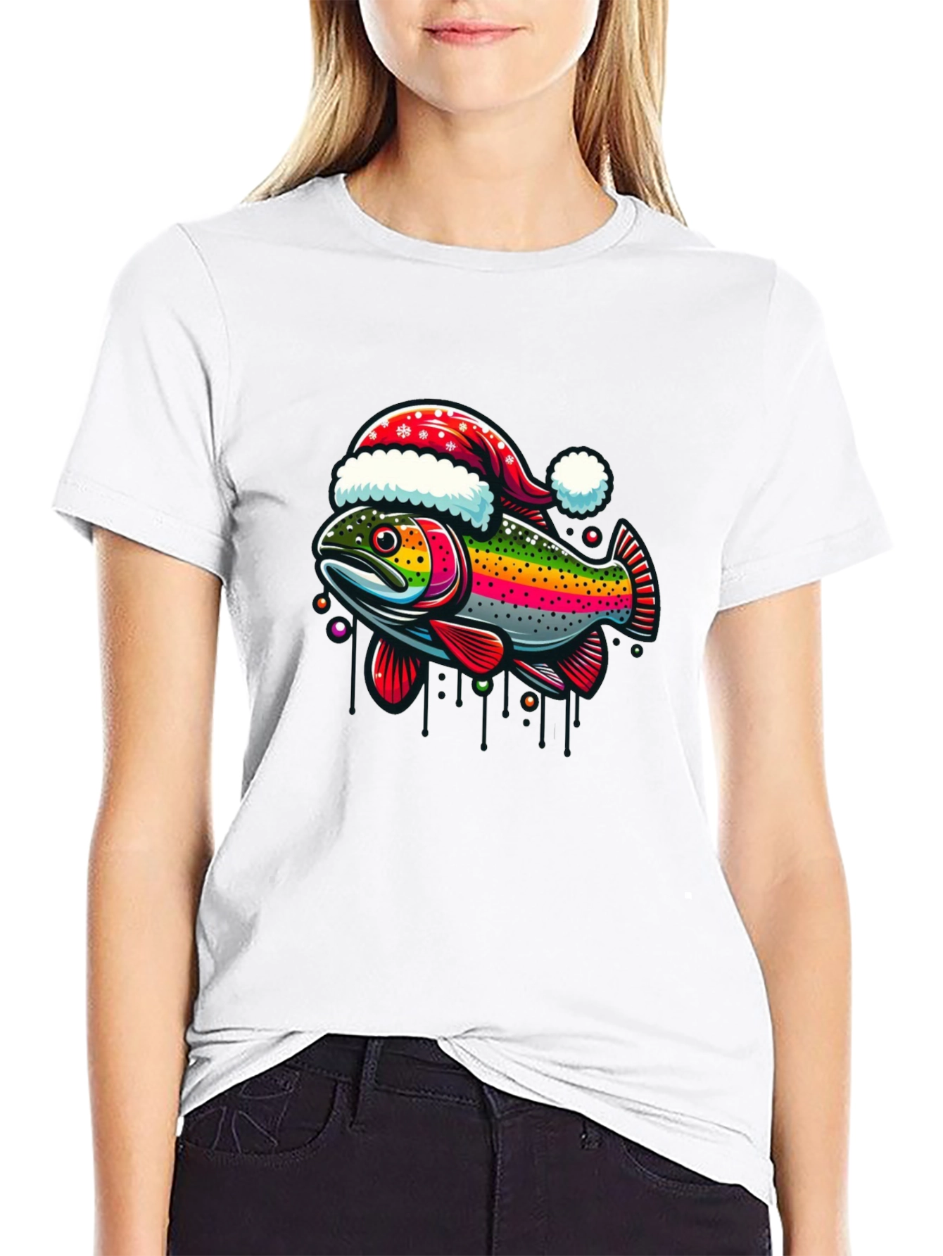 Festive Fish T-Shirt - Holiday Rainbow Trout